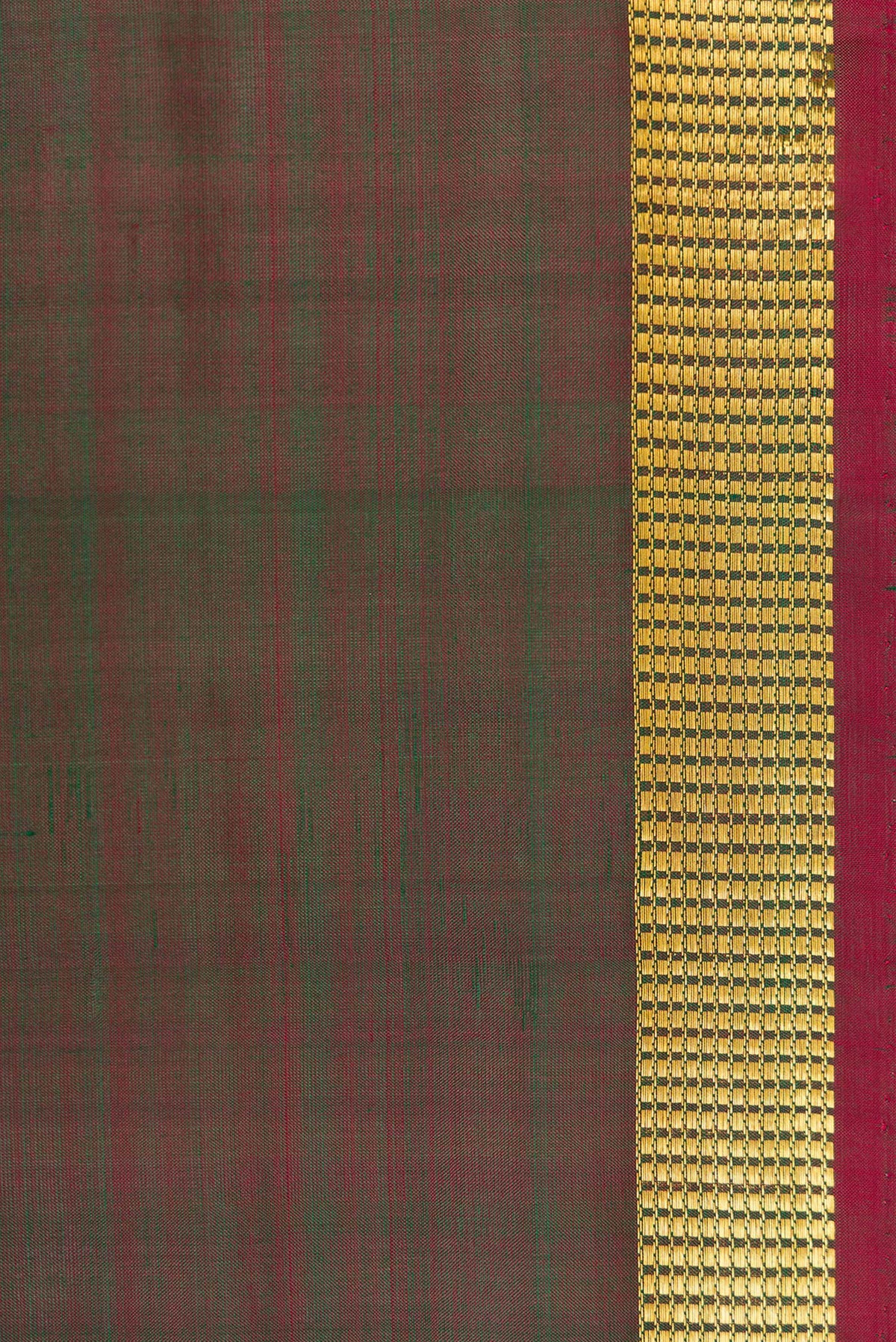 Border image of Green Dual Tone Kanchipuram Silk Saree with Plain Body and Zari Border. 