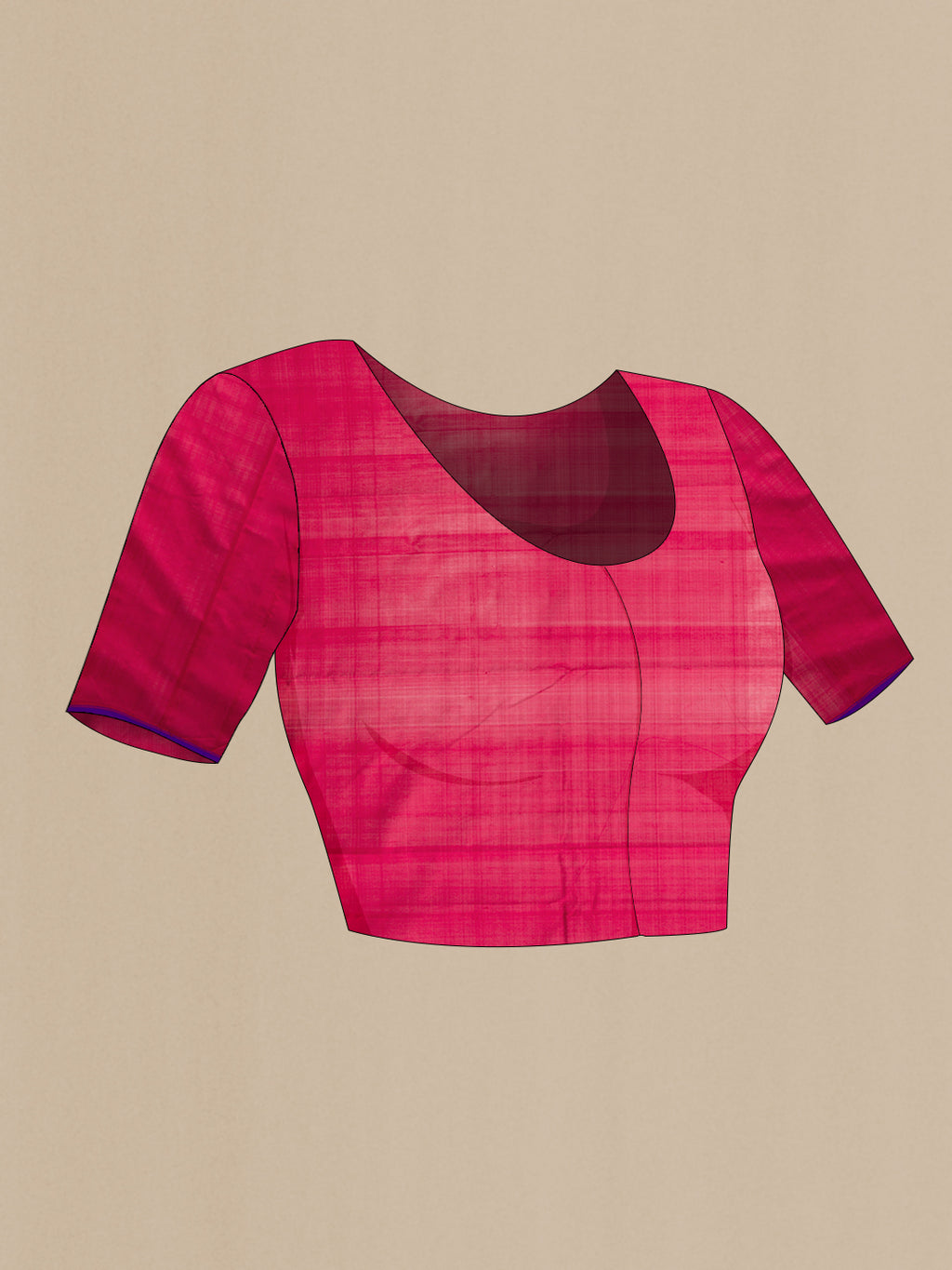 Close up image of the blouse of Maroon Kanchipuram Silk Saree with Plain Body and Thread Border. 