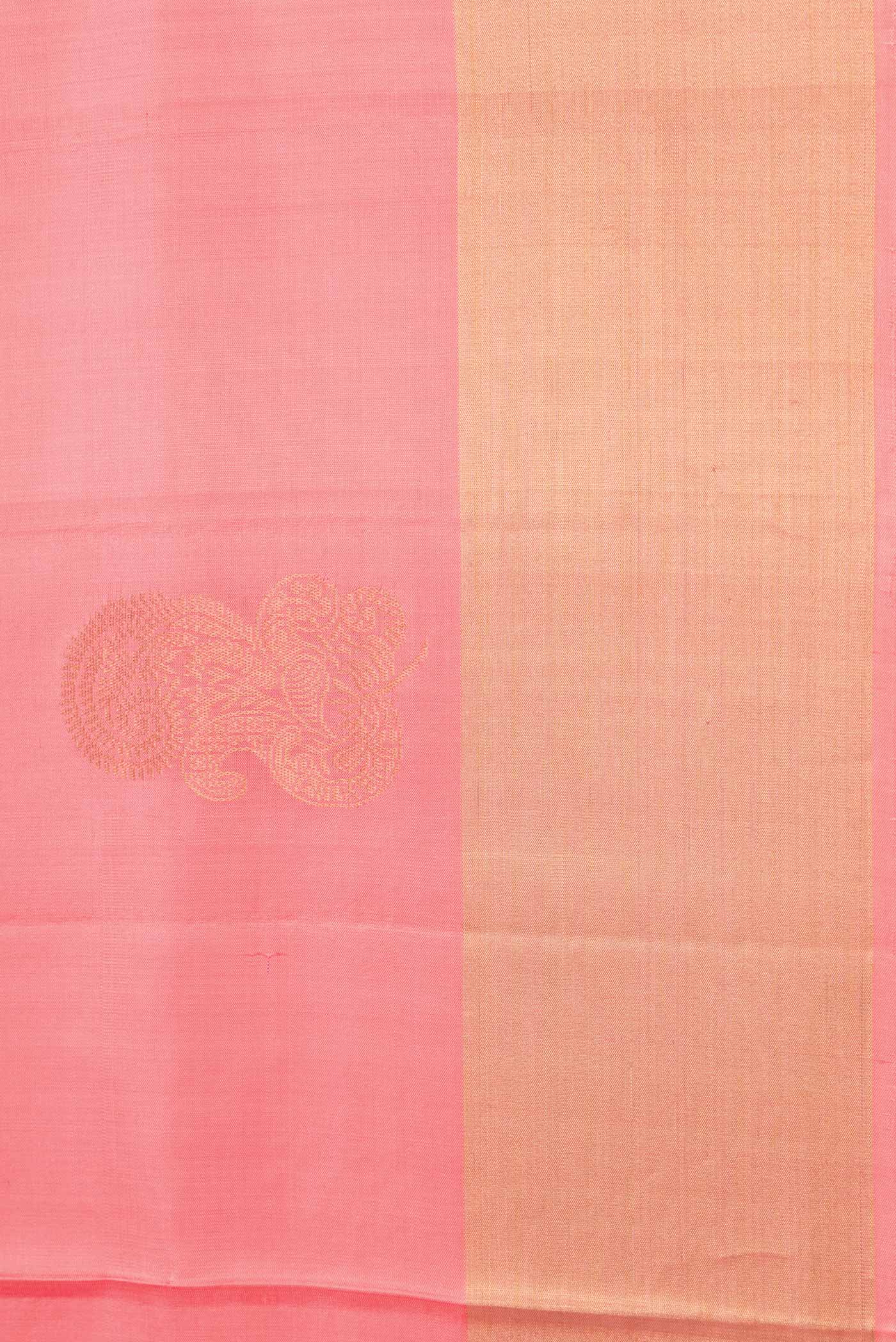 Border image of Peach Dual Tone Soft Silk Saree with Zari Butta on the body and Zari Border