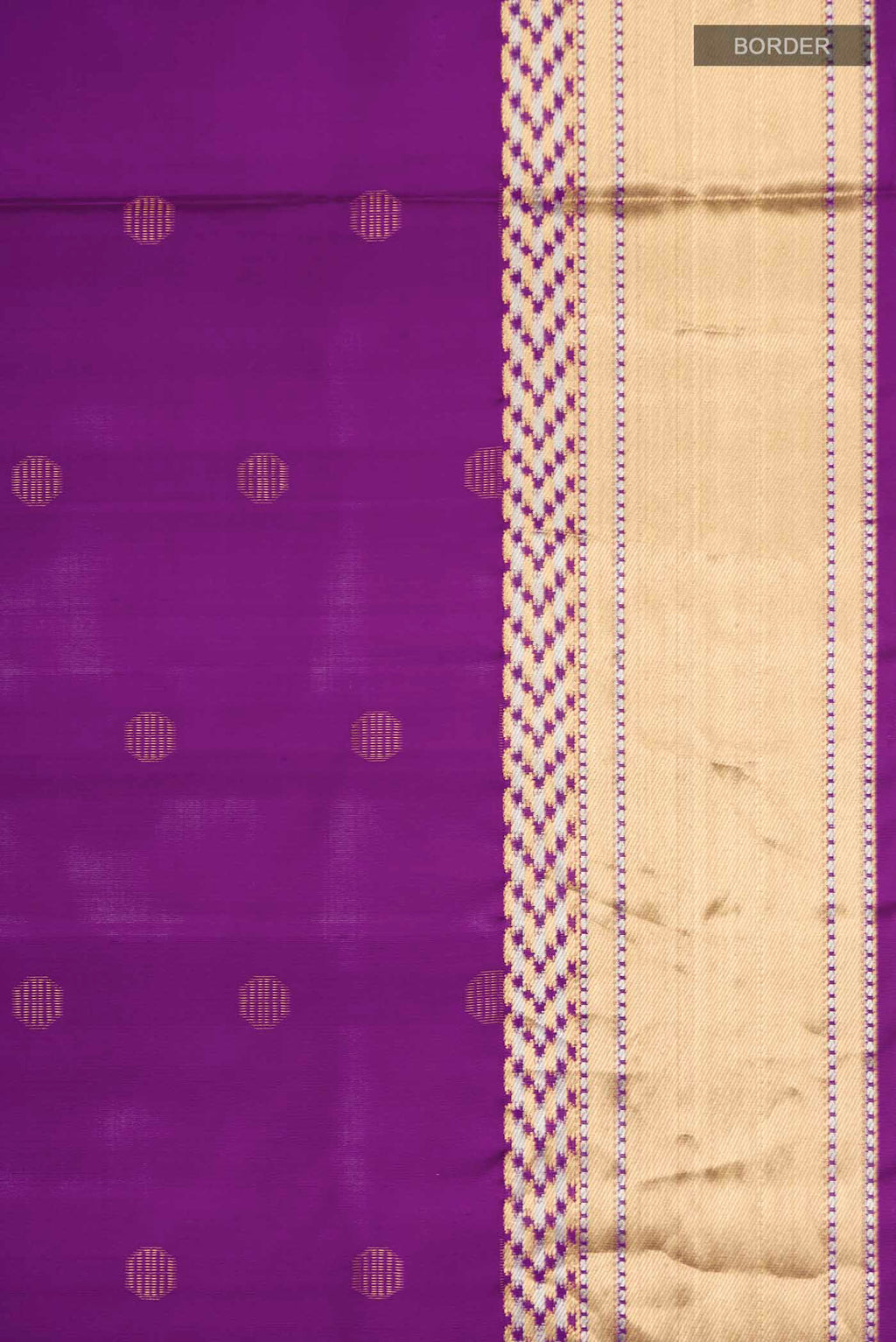 Border image of Violet Soft Silk Saree with Zari Butta on the body and Zari Border