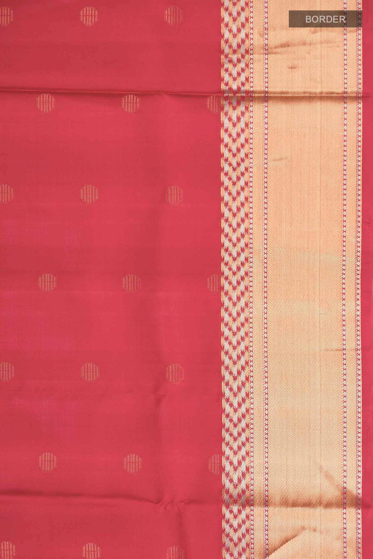 Border image of Red Soft Silk Saree with Zari Butta on the body and Zari Border