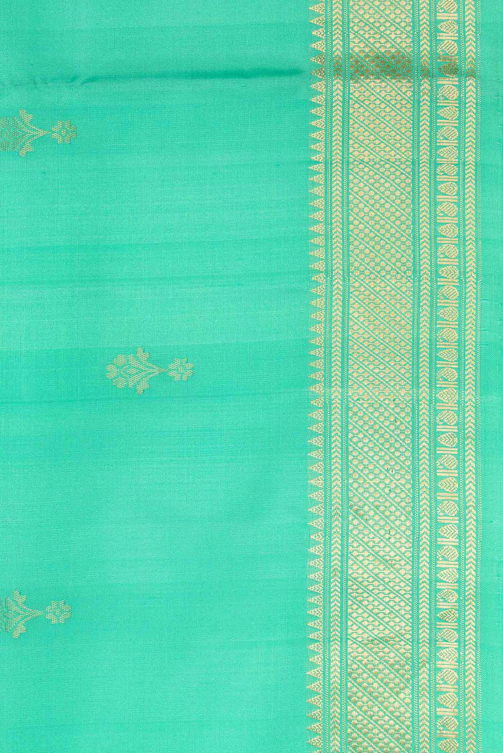 Border image of Sea Green Dual Tone Soft Silk Saree with Zari Butta on the body and Zari Border. 