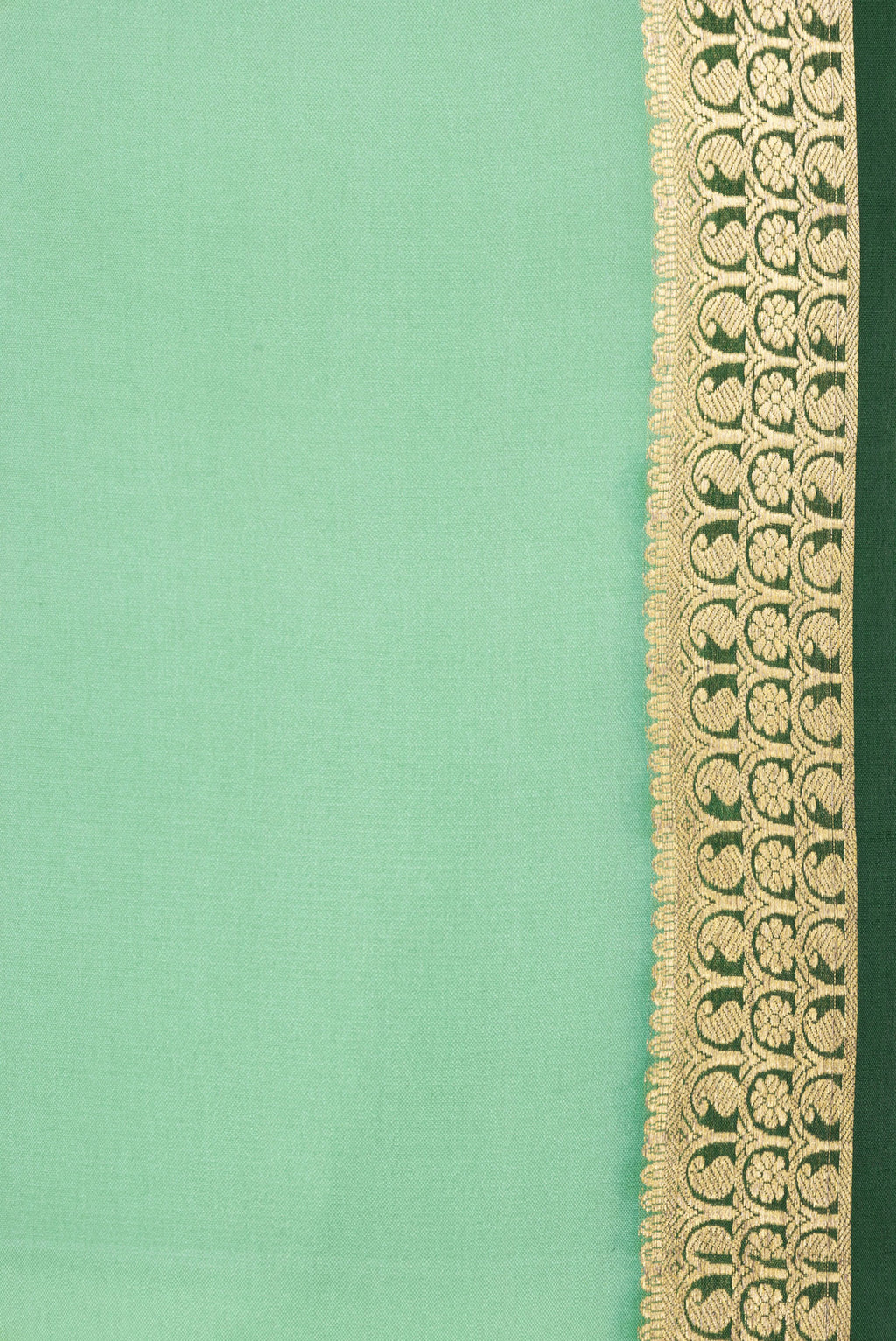 Border image of Sea Green Dual Tone Mysore Silk Saree with Plain Body and Zari Border. 