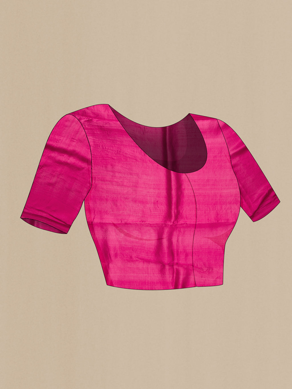 Close up image of the blouse of Magenta Dual Tone Tussar Silk Saree with Zari Brocade on the body and Fancy Border. 