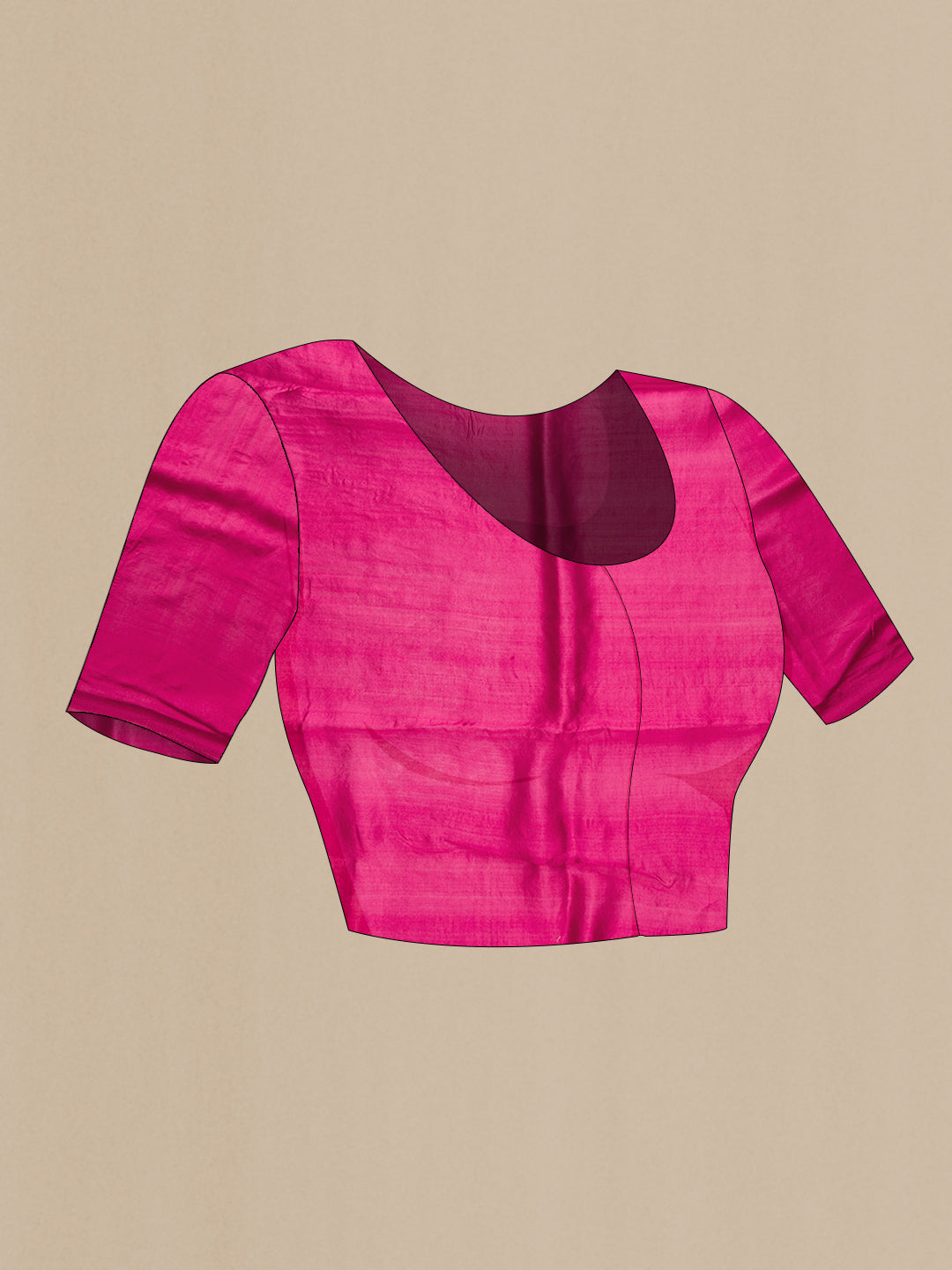 Close up image of the blouse of Magenta Dual Tone Tussar Silk Saree with Zari Brocade on the body and Fancy Border. 