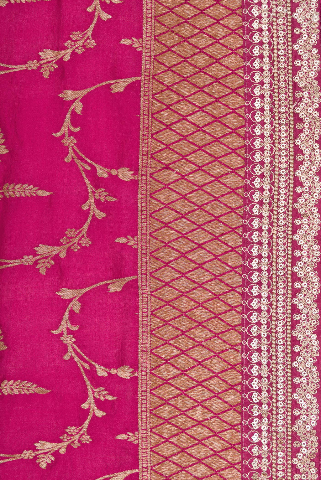 Border image of Magenta Dual Tone Tussar Silk Saree with Zari Brocade on the body and Fancy Border. 