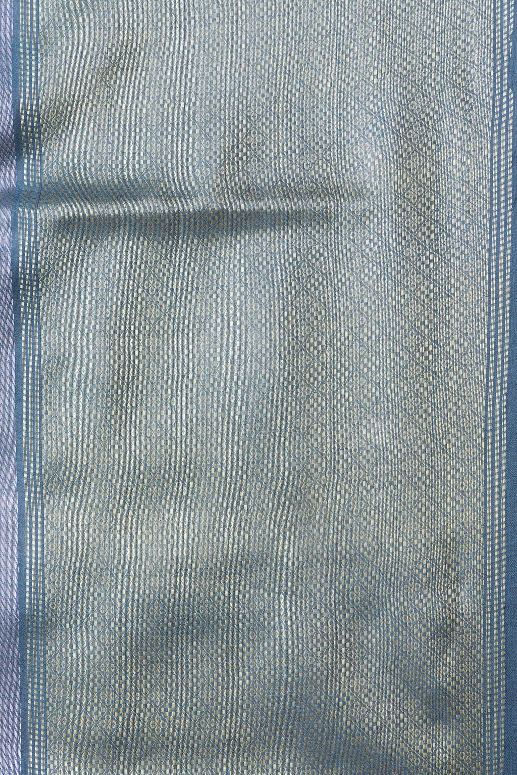 Border image of Peacock Blue Dual Tone Tussar Silk Saree with Thread Butta on the body and Zari Border. 