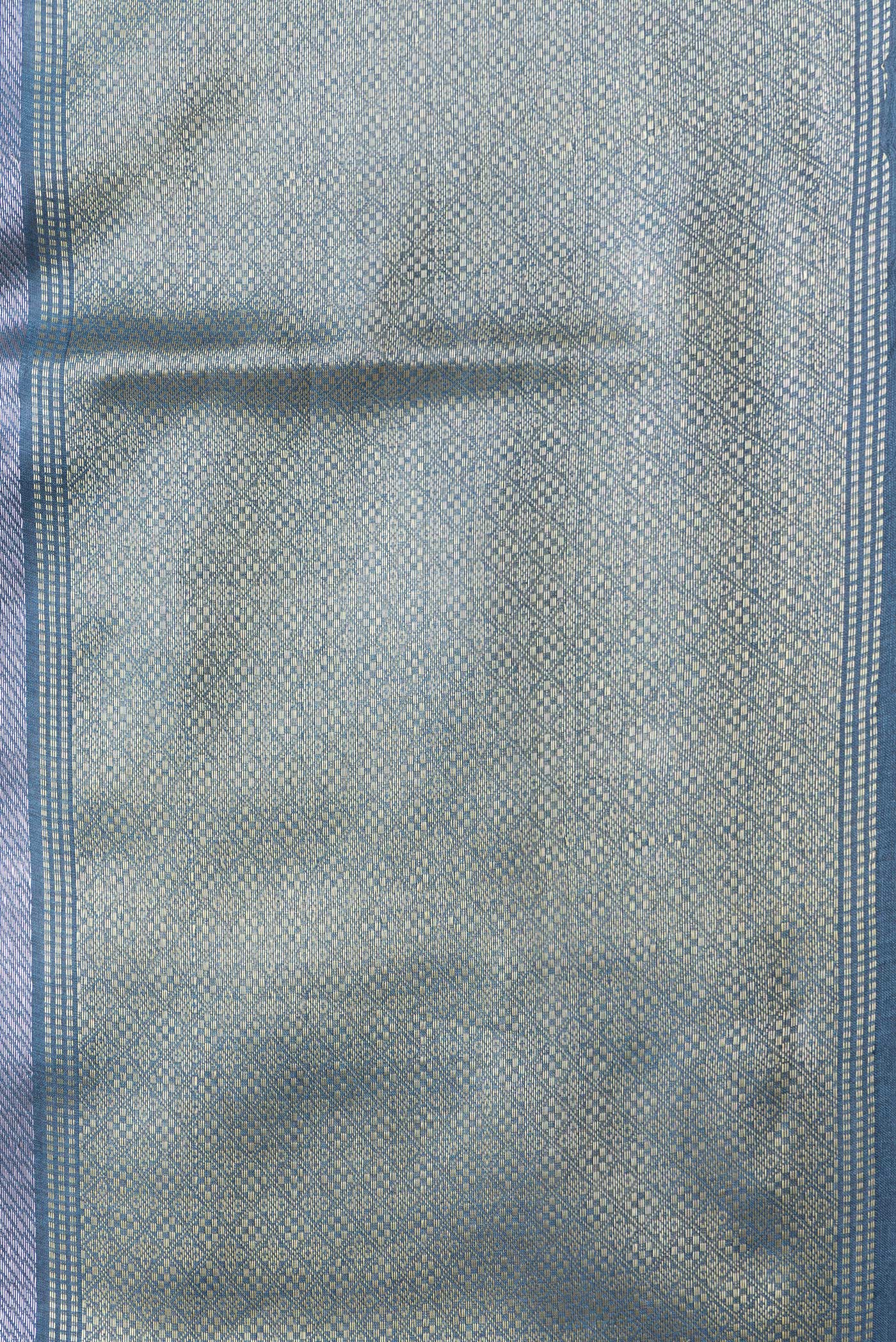 Border image of Peacock Blue Dual Tone Tussar Silk Saree with Thread Butta on the body and Zari Border. 