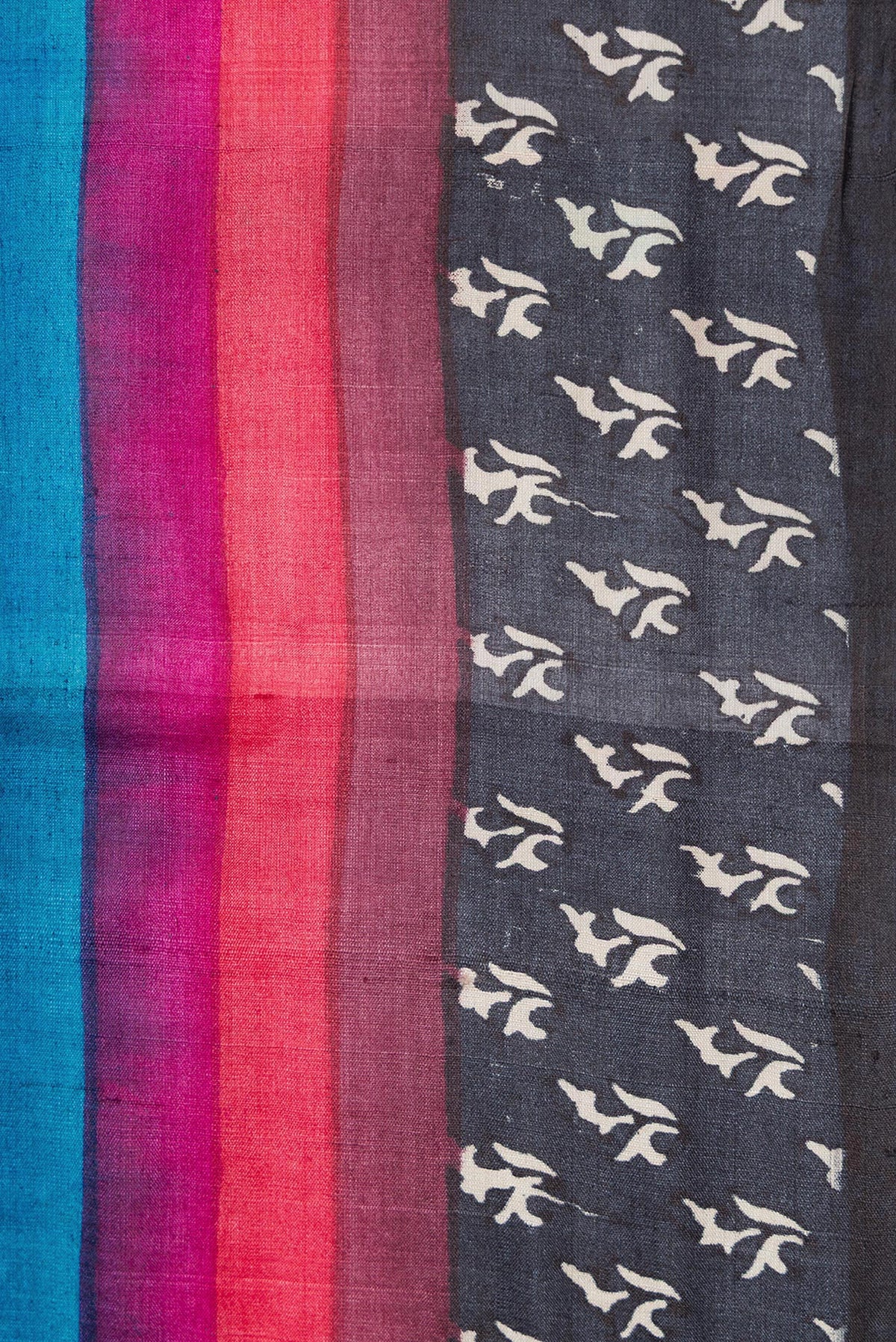 Border image of Sky Blue Dual Tone Tussar Silk Saree with Plain Body and Printed Border. 