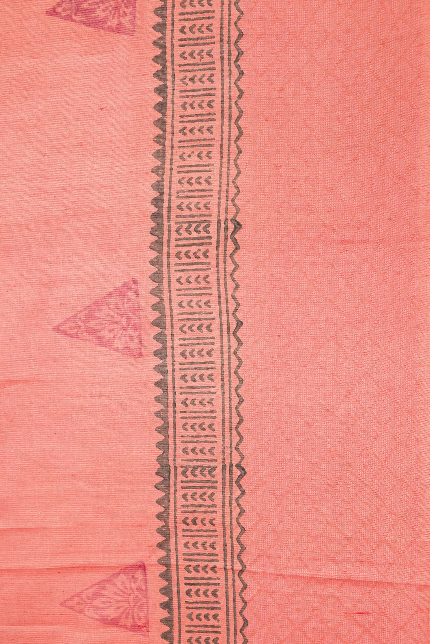 Border image of Brick Orange Dual Tone Tussar Silk Saree with Printed design on the body and Fancy Border. 