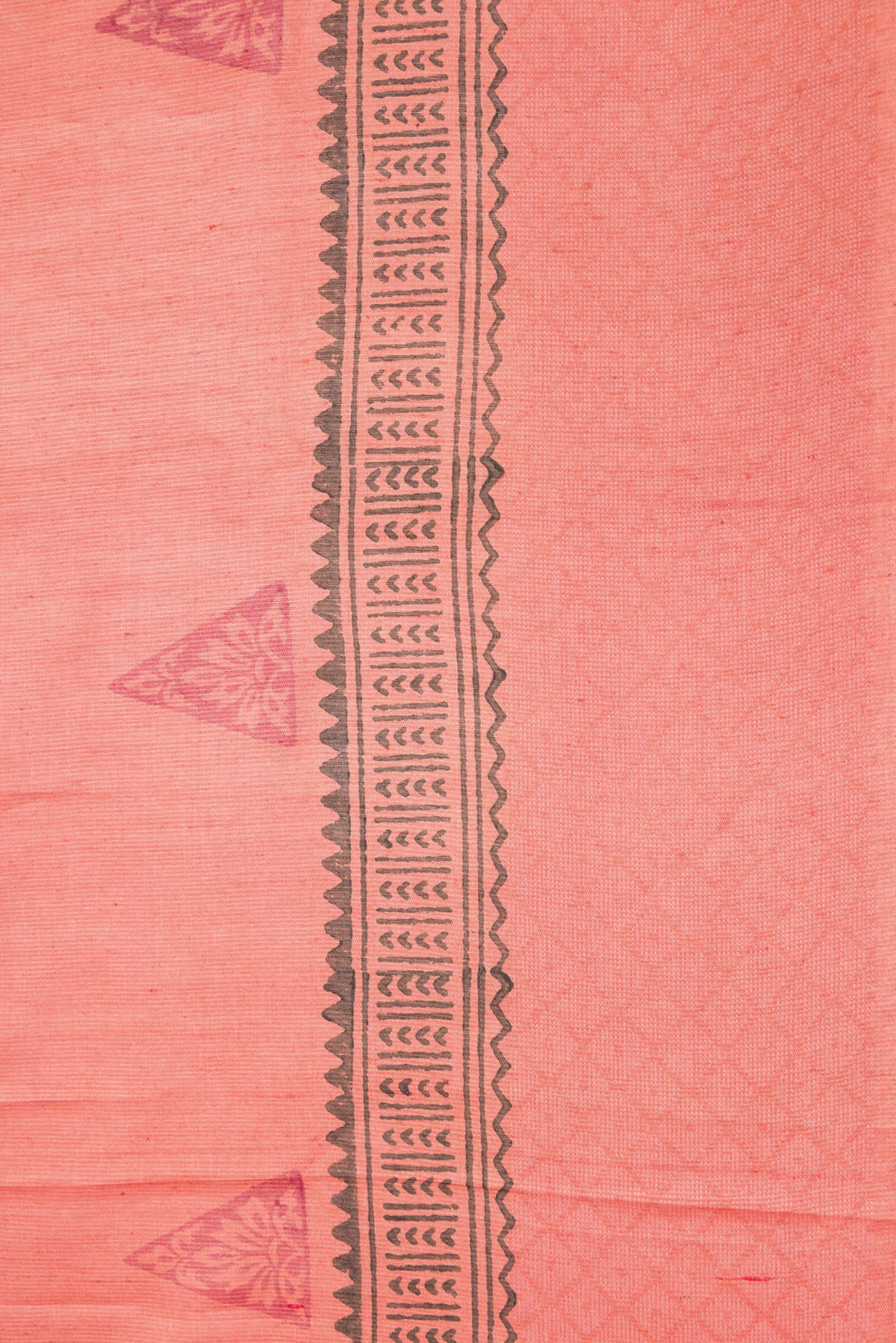 Border image of Brick Orange Dual Tone Tussar Silk Saree with Printed design on the body and Fancy Border. 