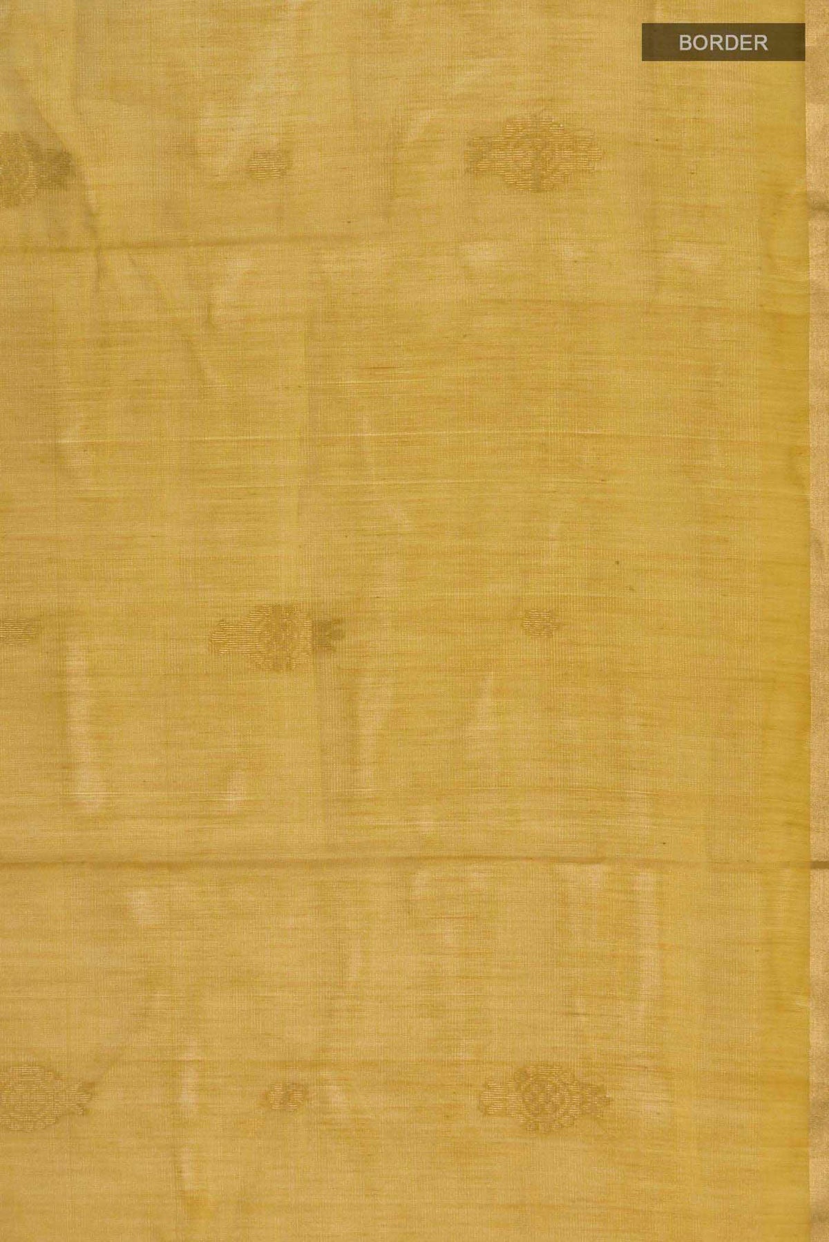 Border image of Mustard Silk Cotton Saree with Zari Butta on the body and Zari Border