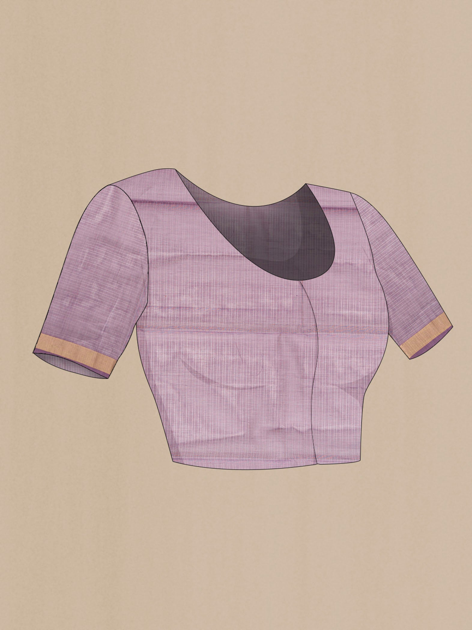 Close up image of the blouse of Brown Silk Cotton Saree with Zari Butta on the body and Zari Border