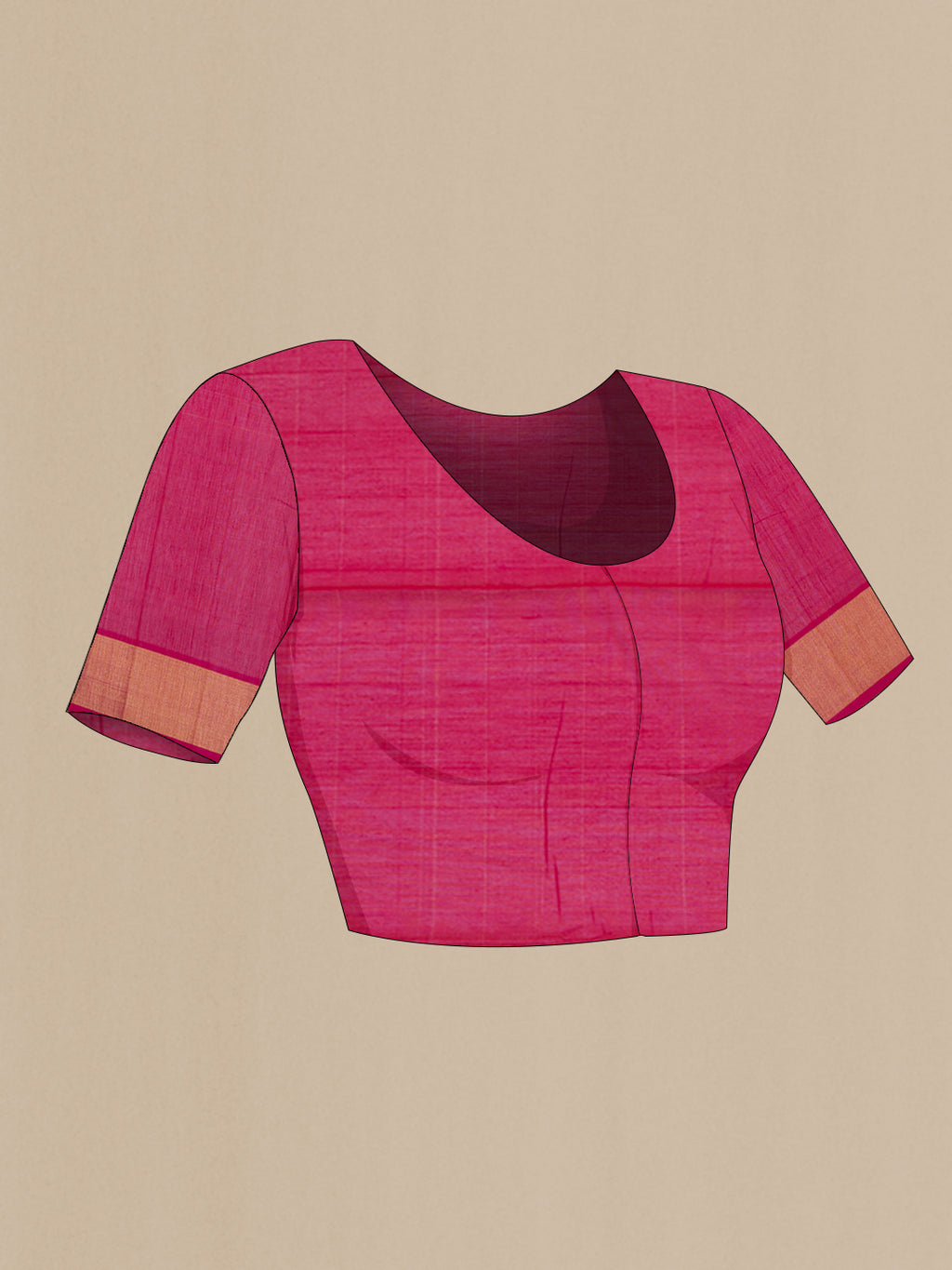 Close up image of the blouse of Off White Silk Cotton Saree with Ikat Print on the body and Zari Border. 
