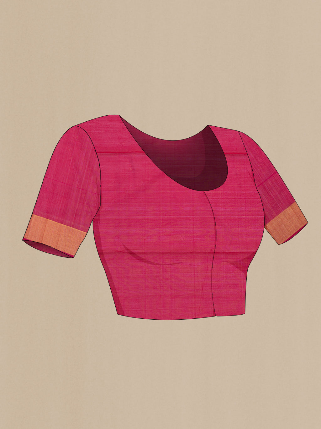 Close up image of the blouse of Sandal Silk Cotton Saree with Ikat Print on the body and Ikat Border. 