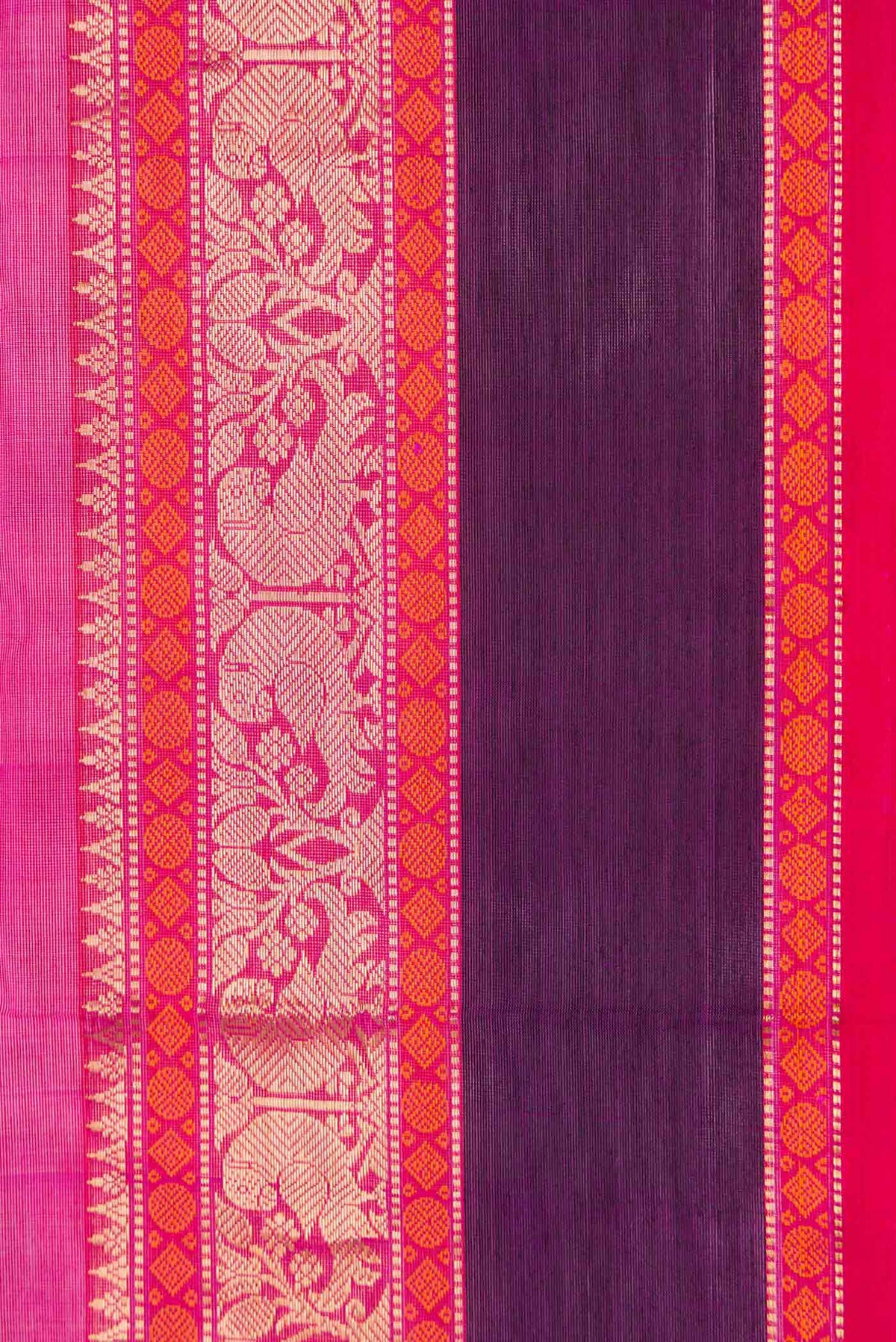 Border image of Pink Dual Tone Silk Cotton Saree with Zari Butta on the body and Zari Border