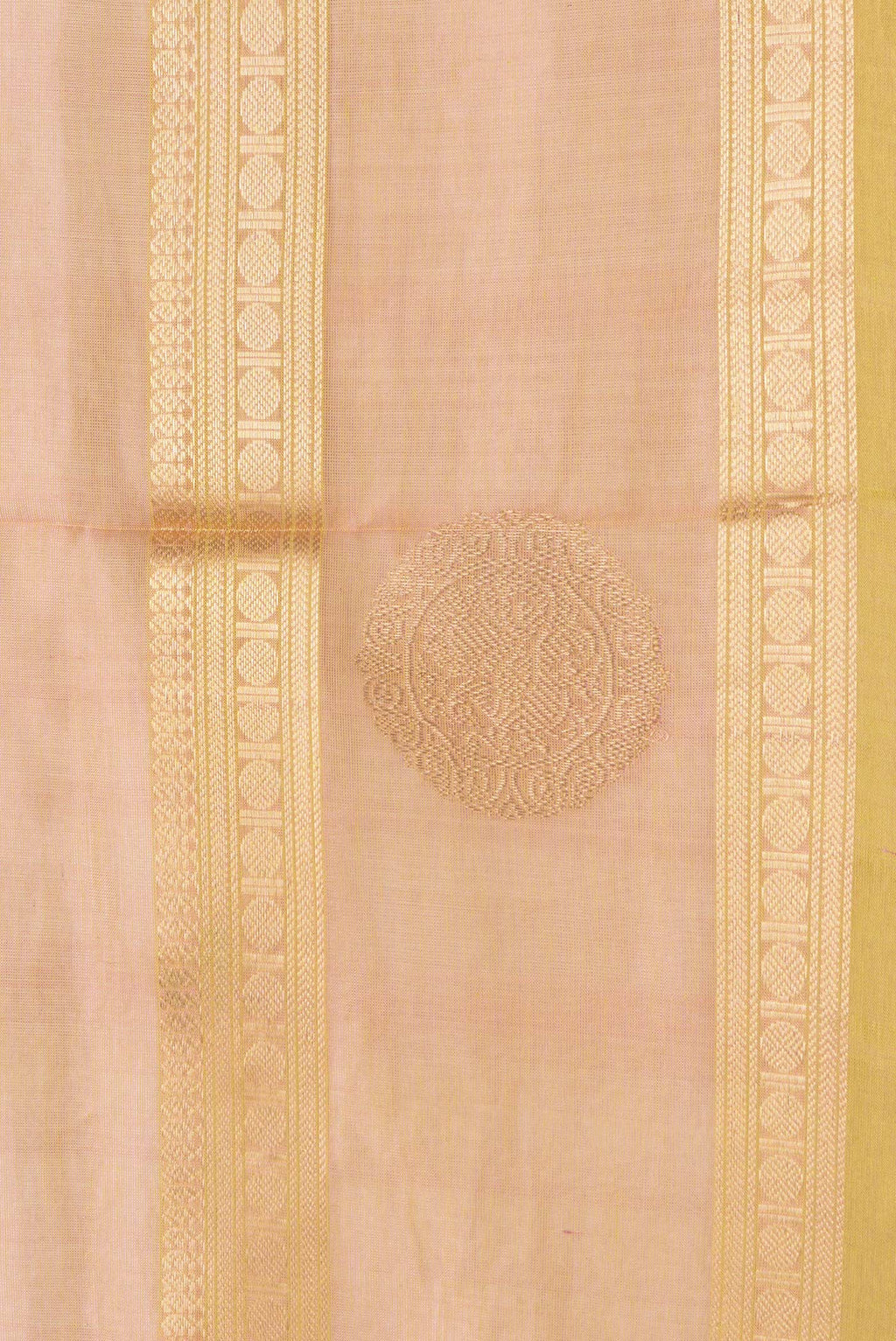 Border image of Rose Gold Dual Tone Silk Cotton Saree with Zari Butta on the body and Zari Border. 
