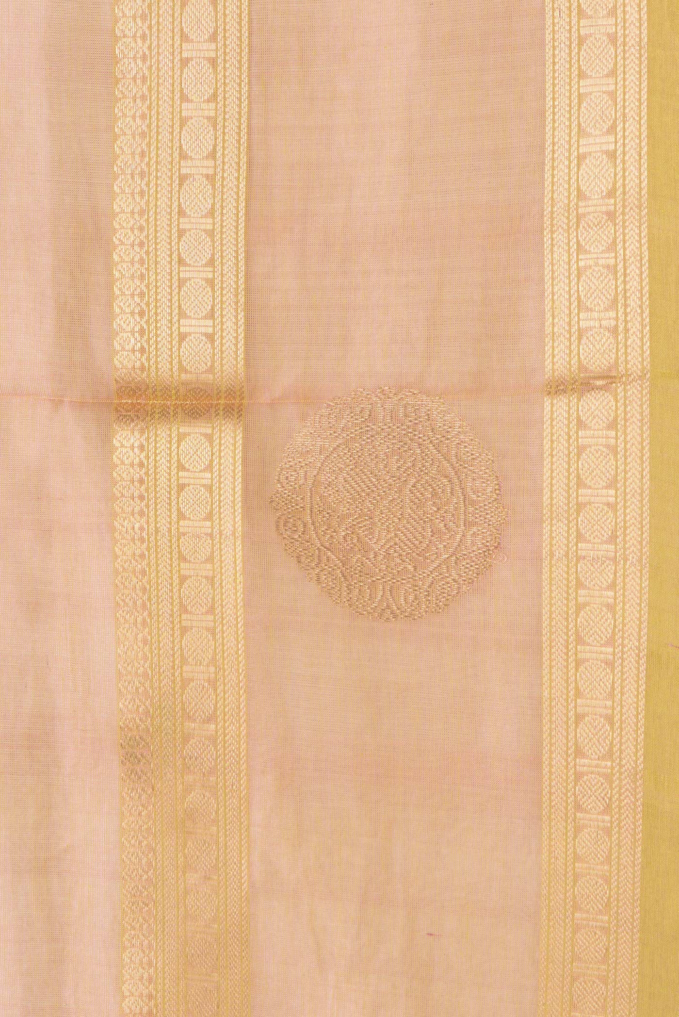 Border image of Rose Gold Dual Tone Silk Cotton Saree with Zari Butta on the body and Zari Border. 