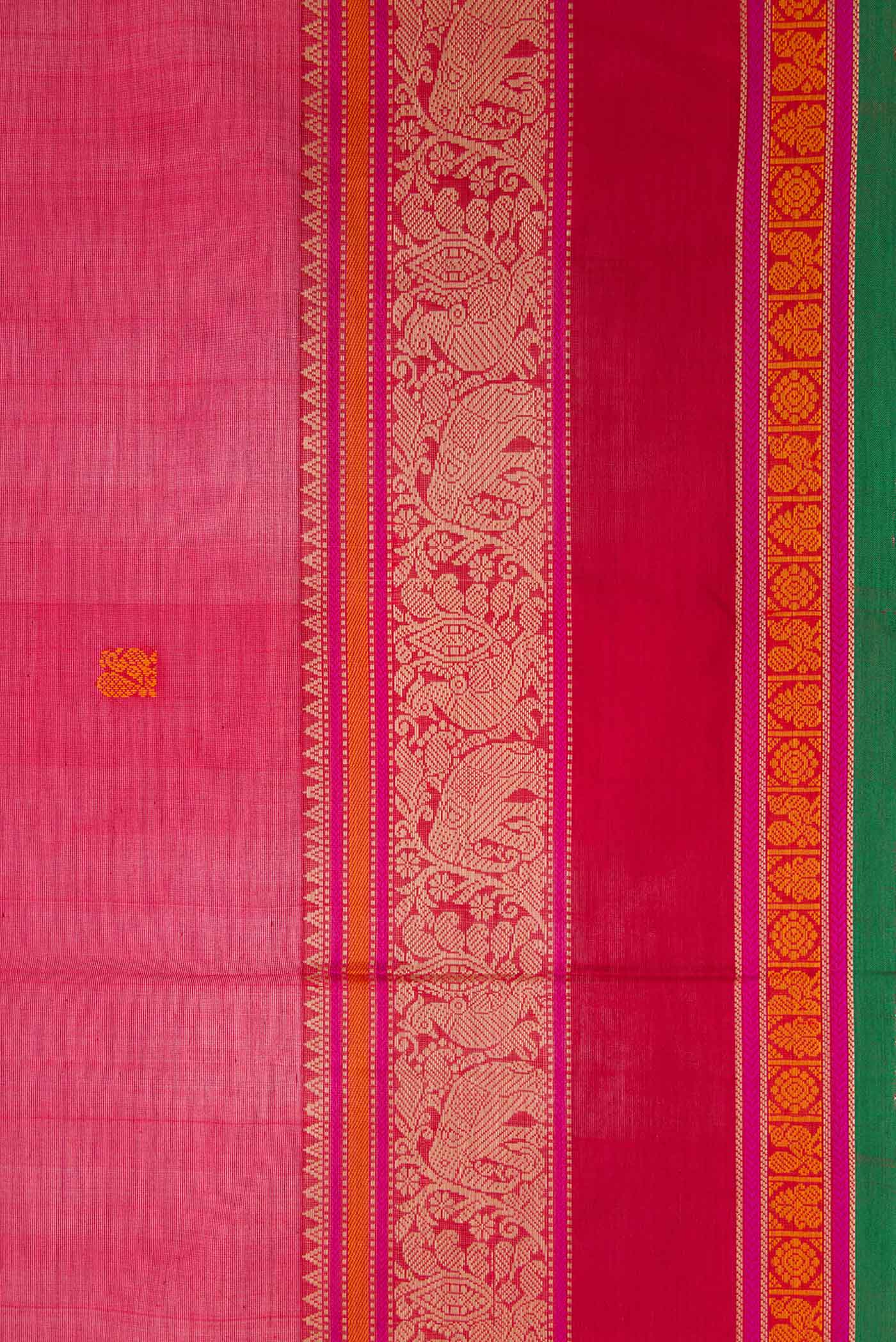 Border image of Maroon Dual Tone Silk Cotton Saree with Thread Butta on the body and Thread Border. 