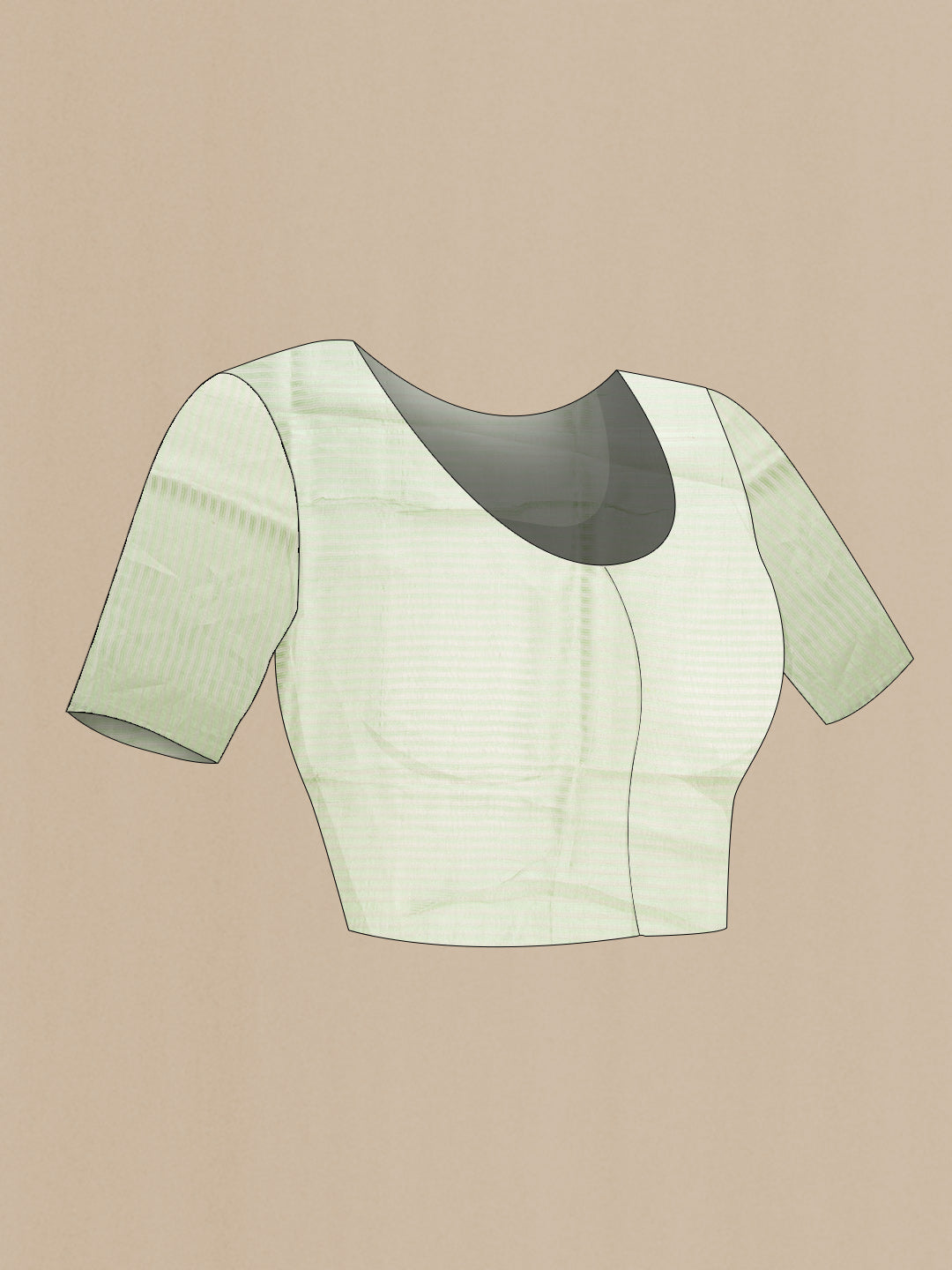 Close up image of the blouse of Pista Green Dual Tone Tussar Silk Saree with Plain Body and Zari Border