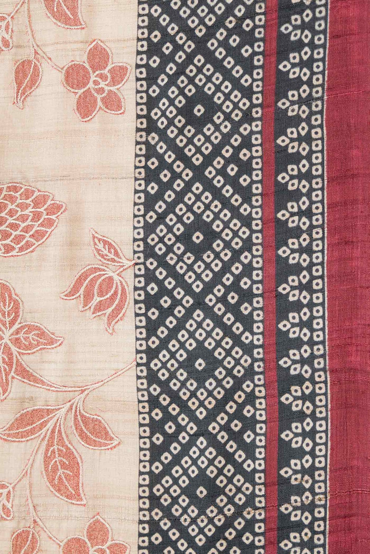 Border image of Beige Dual Tone Tussar Silk Saree with Printed design on the body and Printed Border