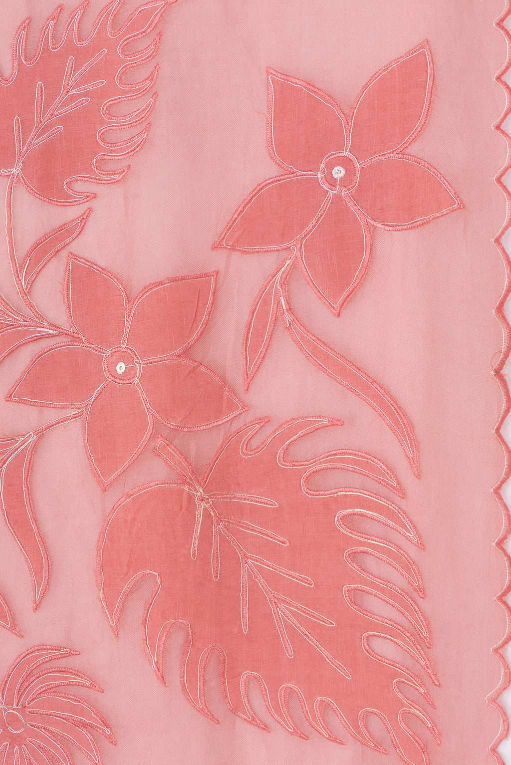 Border image of Peach Dual Tone Organza Silk Saree with Embroidery on the body and Embroidery Border. 