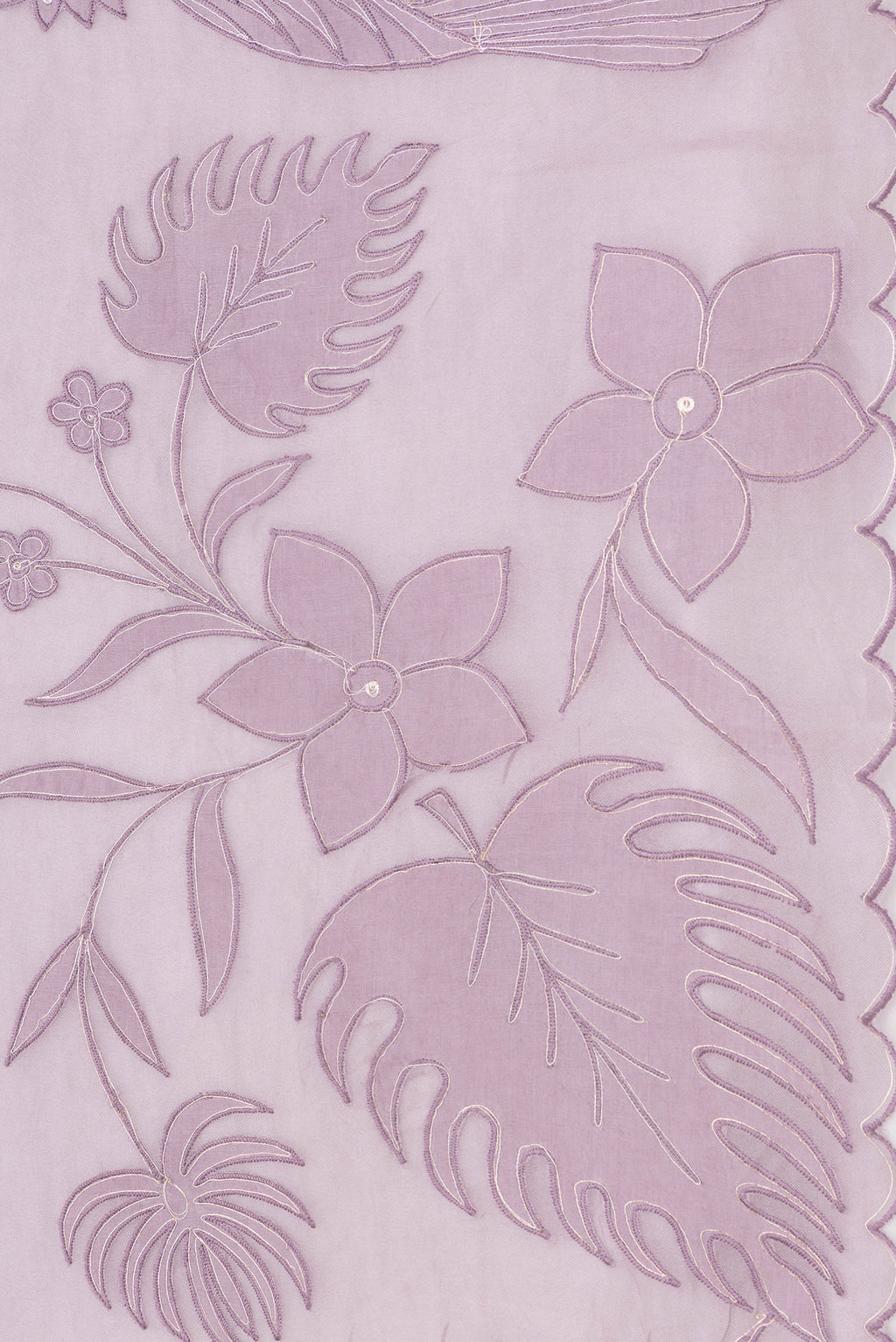 Border image of Lavender Dual Tone Organza Silk Saree with Embroidery on the body and Embroidery Border. 