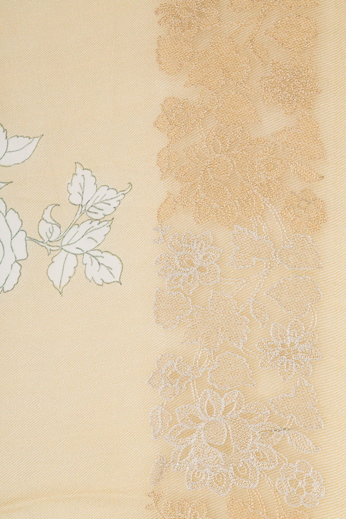 Border image of Beige Dual Tone Organza Silk Saree with Printed design on the body and Embroidery Border. 