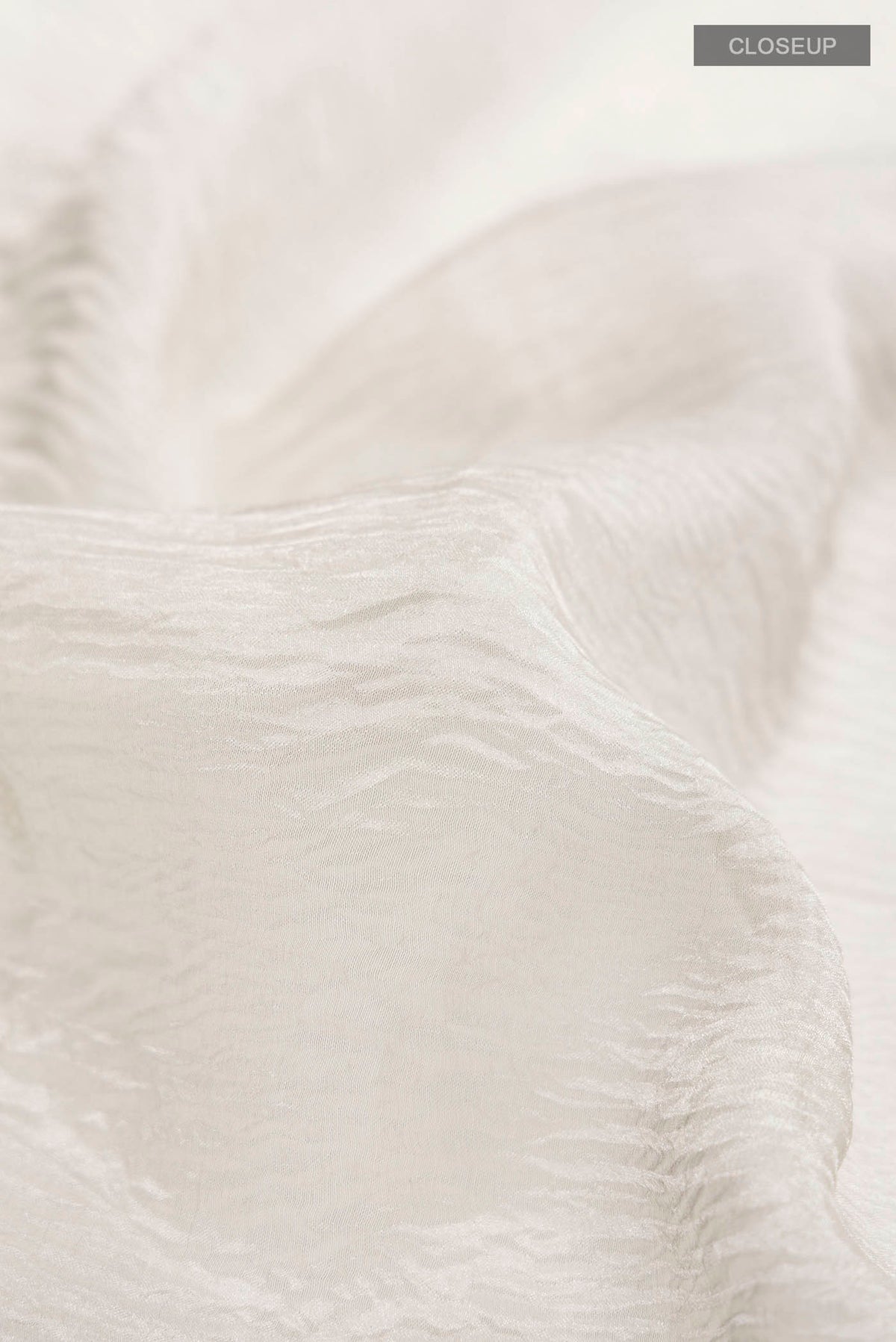Close up of Silver Tissue Silk Saree with Plain Body and Embroidery Border displaying folds