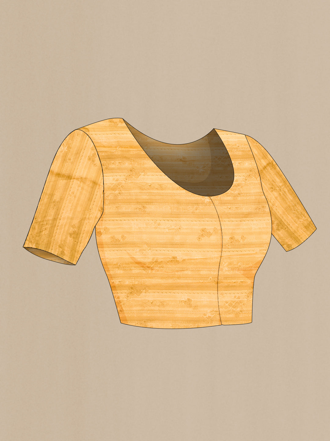 Close up image of the blouse of Peach Dual Tone Organza Silk Saree with Embroidery on the body and Embroidery Border. 