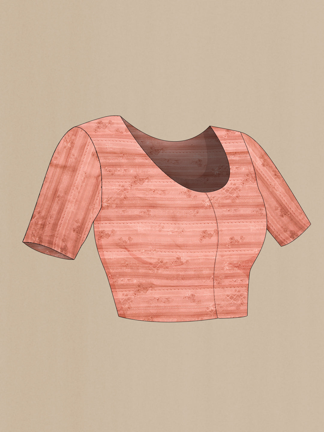 Close up image of the blouse of Pink Dual Tone Organza Silk Saree with Embroidery on the body and Embroidery Border. 