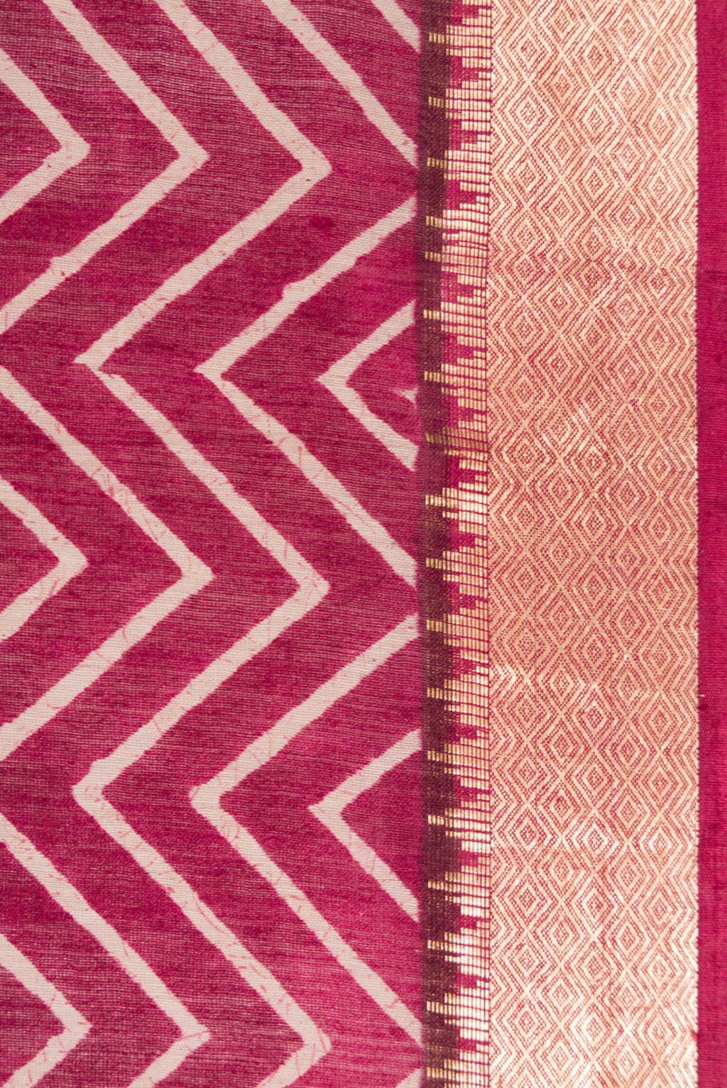 Border image of Burgundy Dual Tone Tussar Silk Saree with Printed design on the body and Zari Border. 