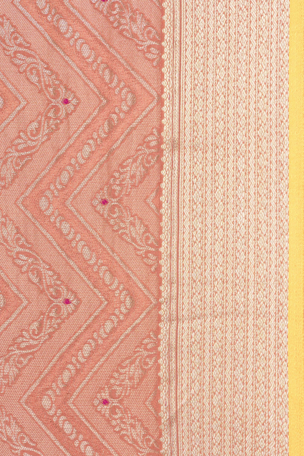 Border image of Brick Orange Dual Tone Banarasi Georgette Saree with Zari Brocade on the body and Zari Border. 