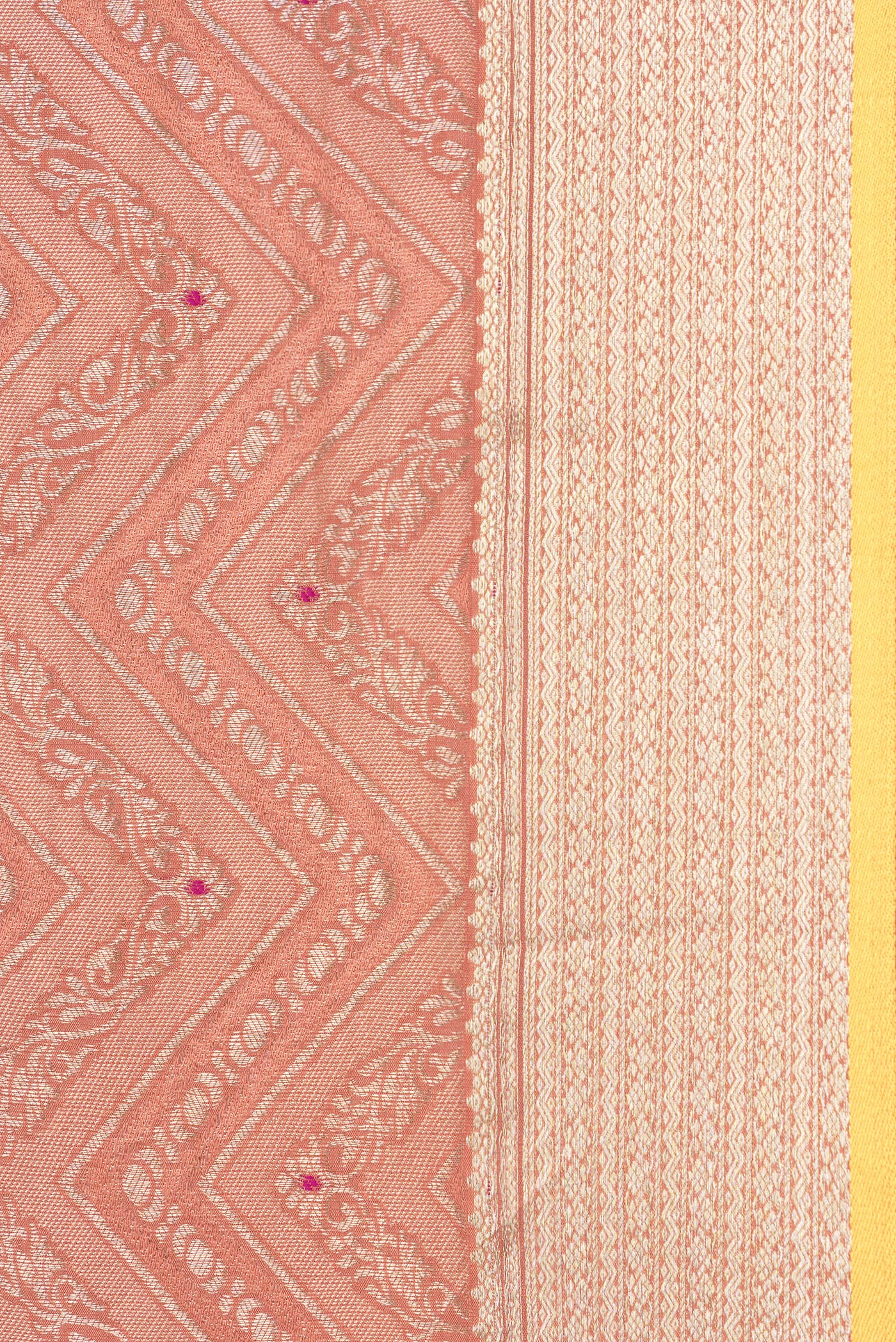 Border image of Brick Orange Dual Tone Banarasi Georgette Saree with Zari Brocade on the body and Zari Border. 