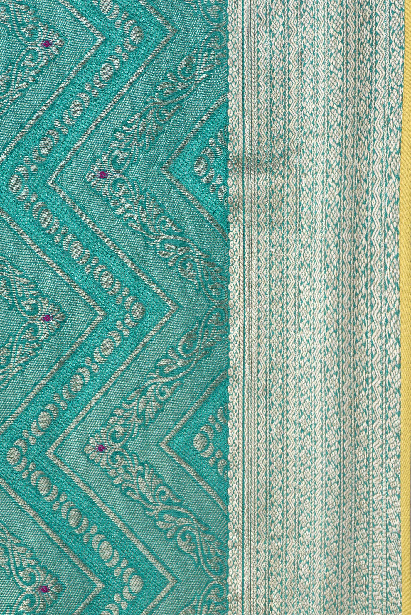 Border image of Sea Green Dual Tone Tussar Silk Saree with Zari Brocade on the body and Zari Border. 