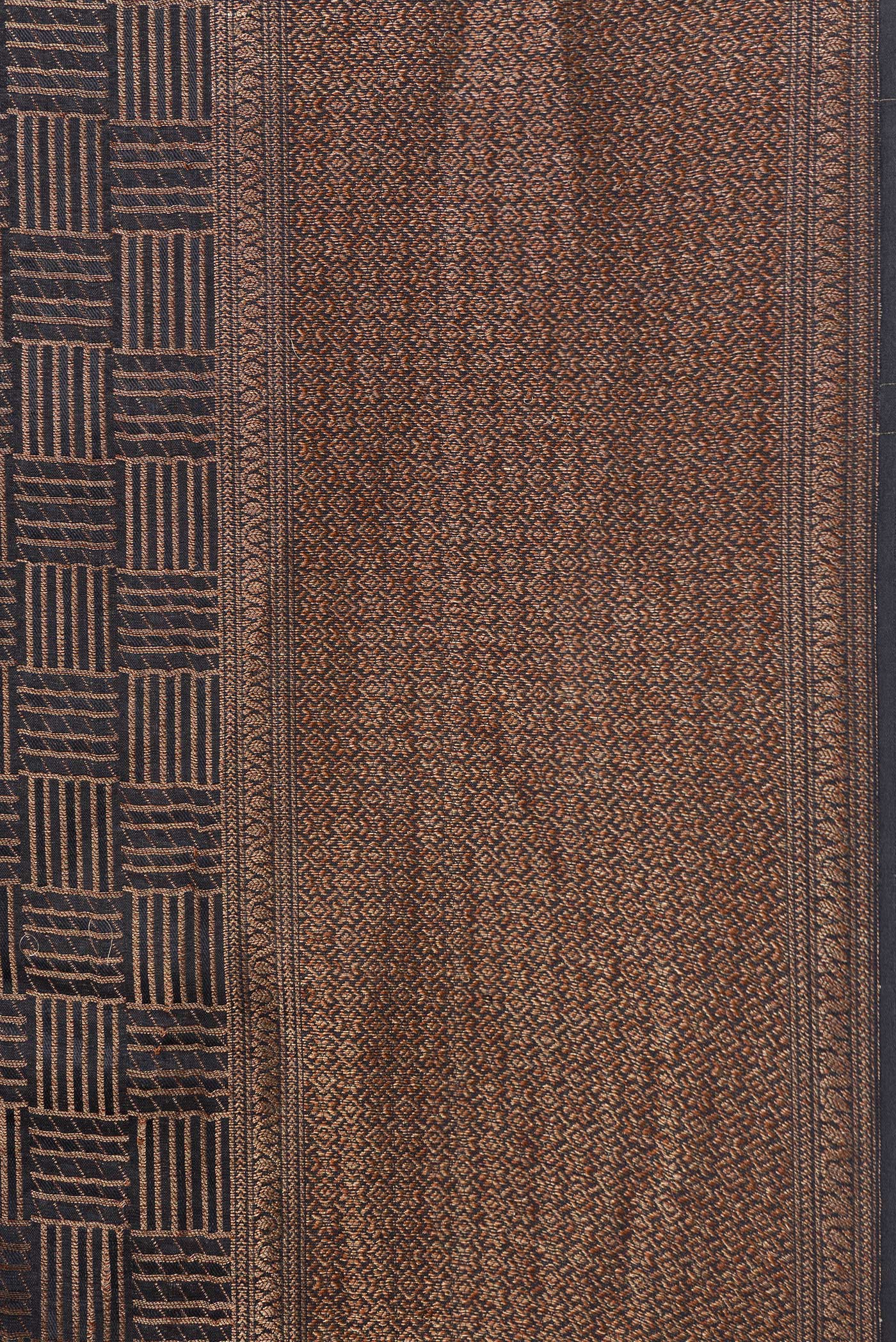 Border image of Black Dual Tone Tussar Silk Saree with Zari Brocade on the body and Zari Border. 