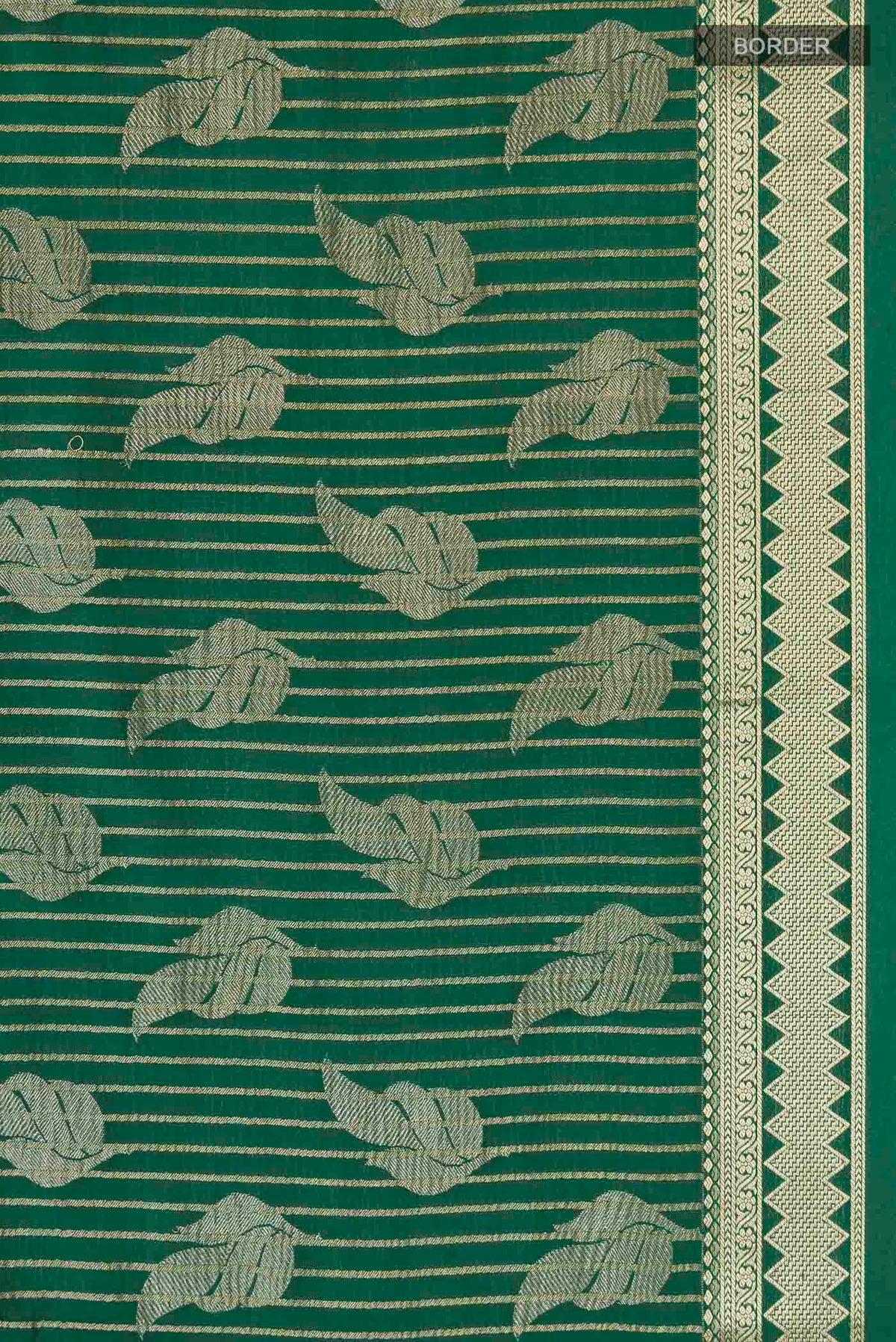 Border image of Green Mysore Crepe Saree with Zari Butta on the body and Zari Border