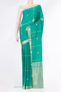 Sea Green Dual Tone Banarasi Georgette Saree with Zari Butta on the body and Zari Border.  displayed on a mannequin