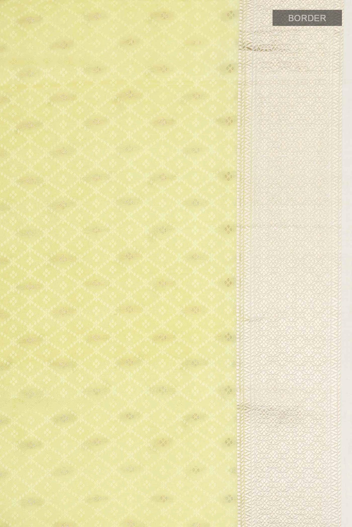 Border image of Yellow Mysore Crepe Saree with Zari Butta on the body and Zari Border