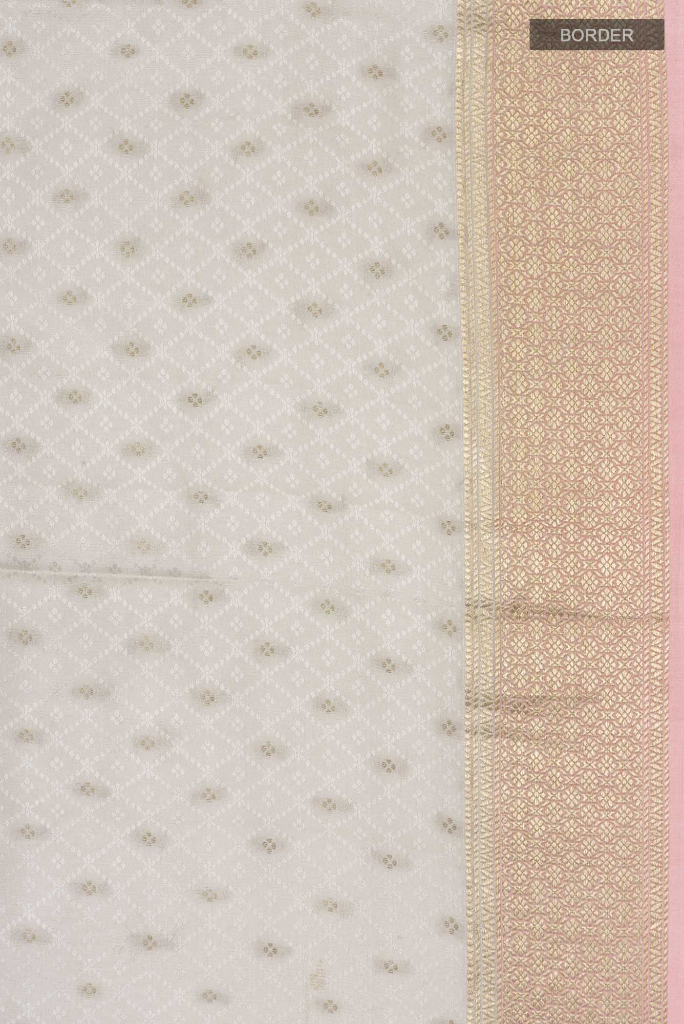 Border image of Grey Mysore Crepe Saree with Jacquard With Zari Butta on the body and Zari Border