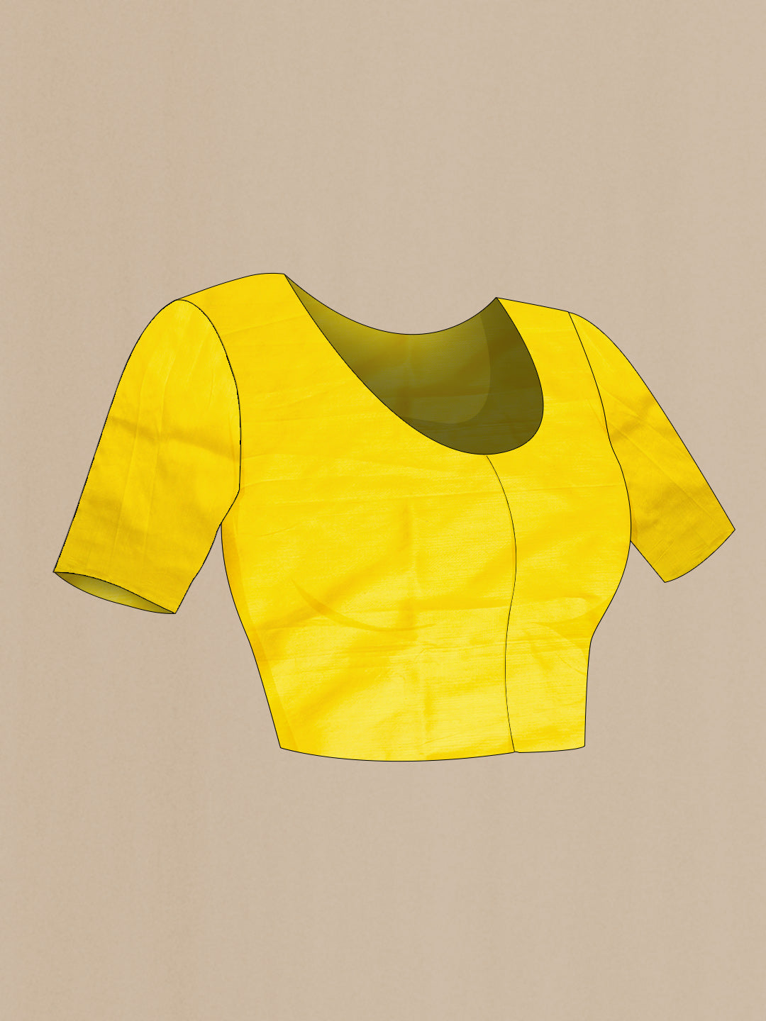 Close up image of the blouse of Yellow Dual Tone Banarasi Silk Saree with Zari Brocade on the body and Zari Border