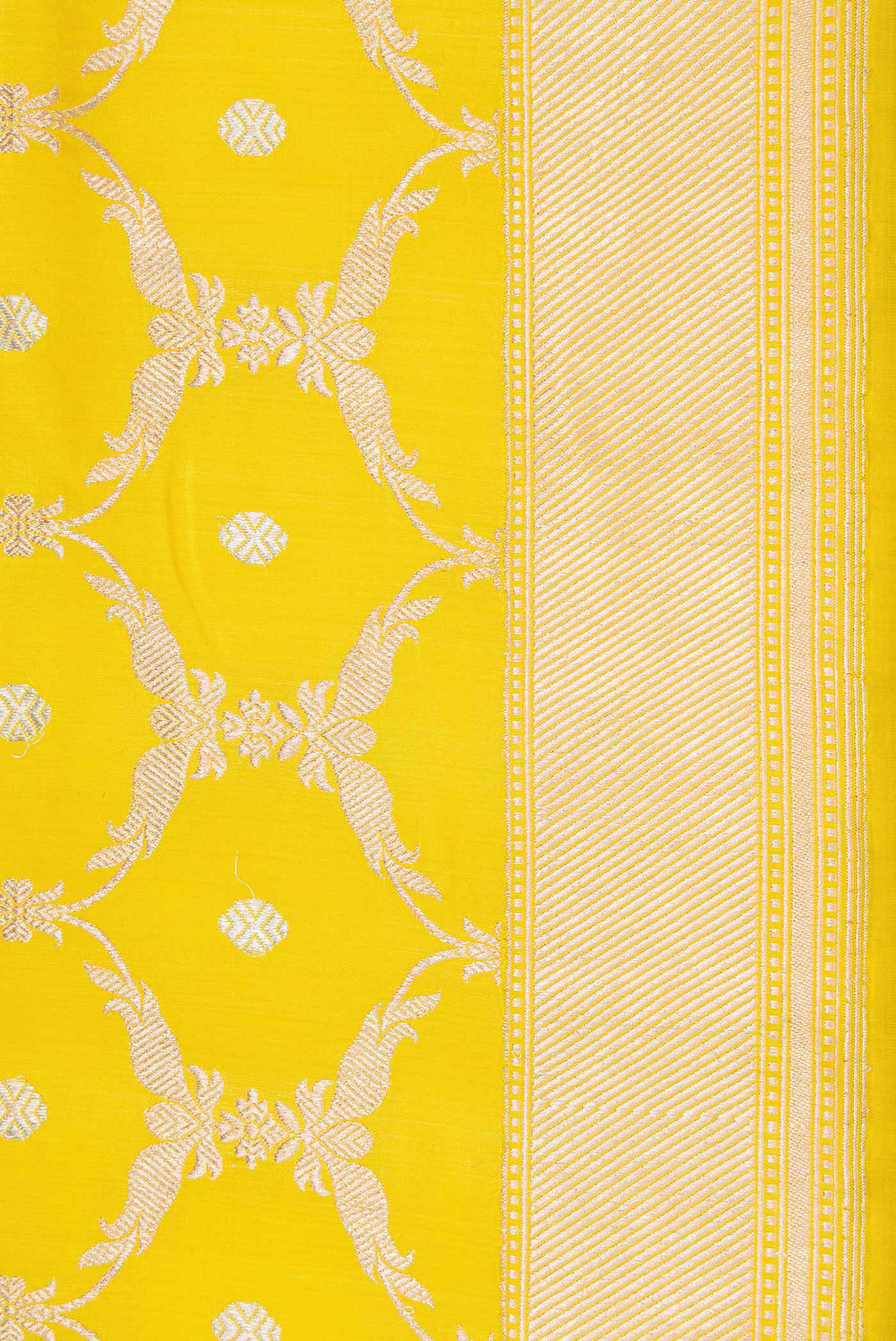 Border image of Yellow Dual Tone Banarasi Silk Saree with Zari Brocade on the body and Zari Border