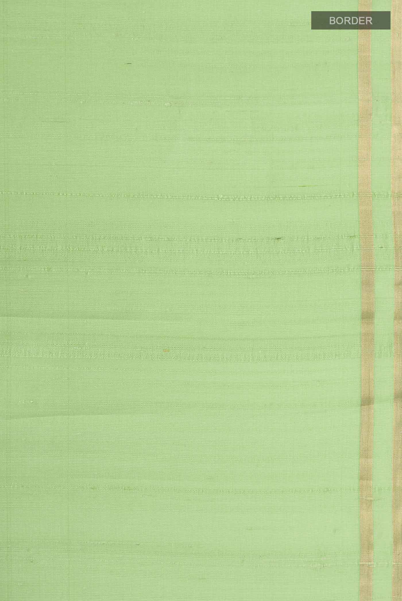 Border image of Green Raw Silk Saree with Plain Body and Zari Border