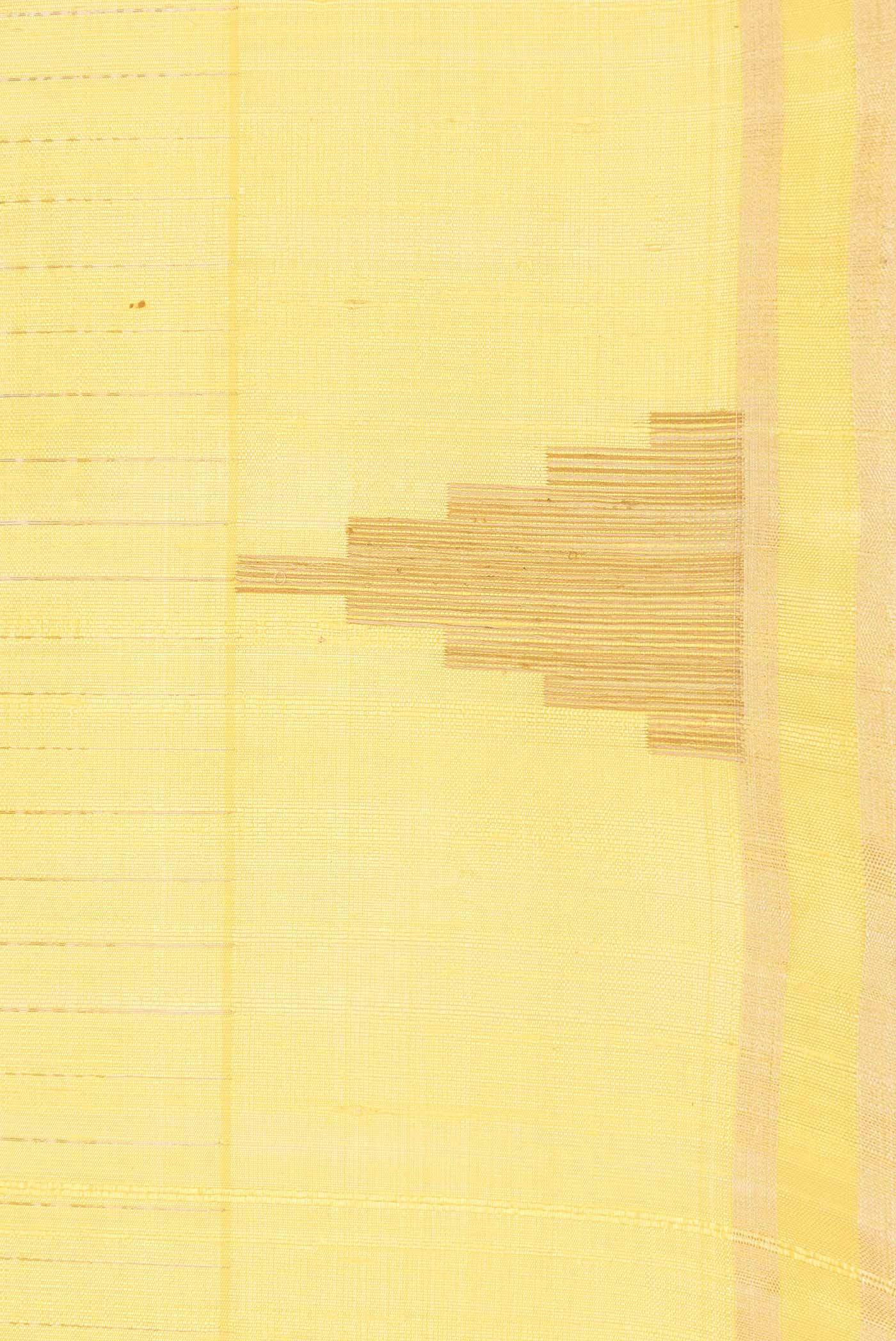 Border image of Yellow Dual Tone Raw Silk Saree with Stripes on the body and Zari Border