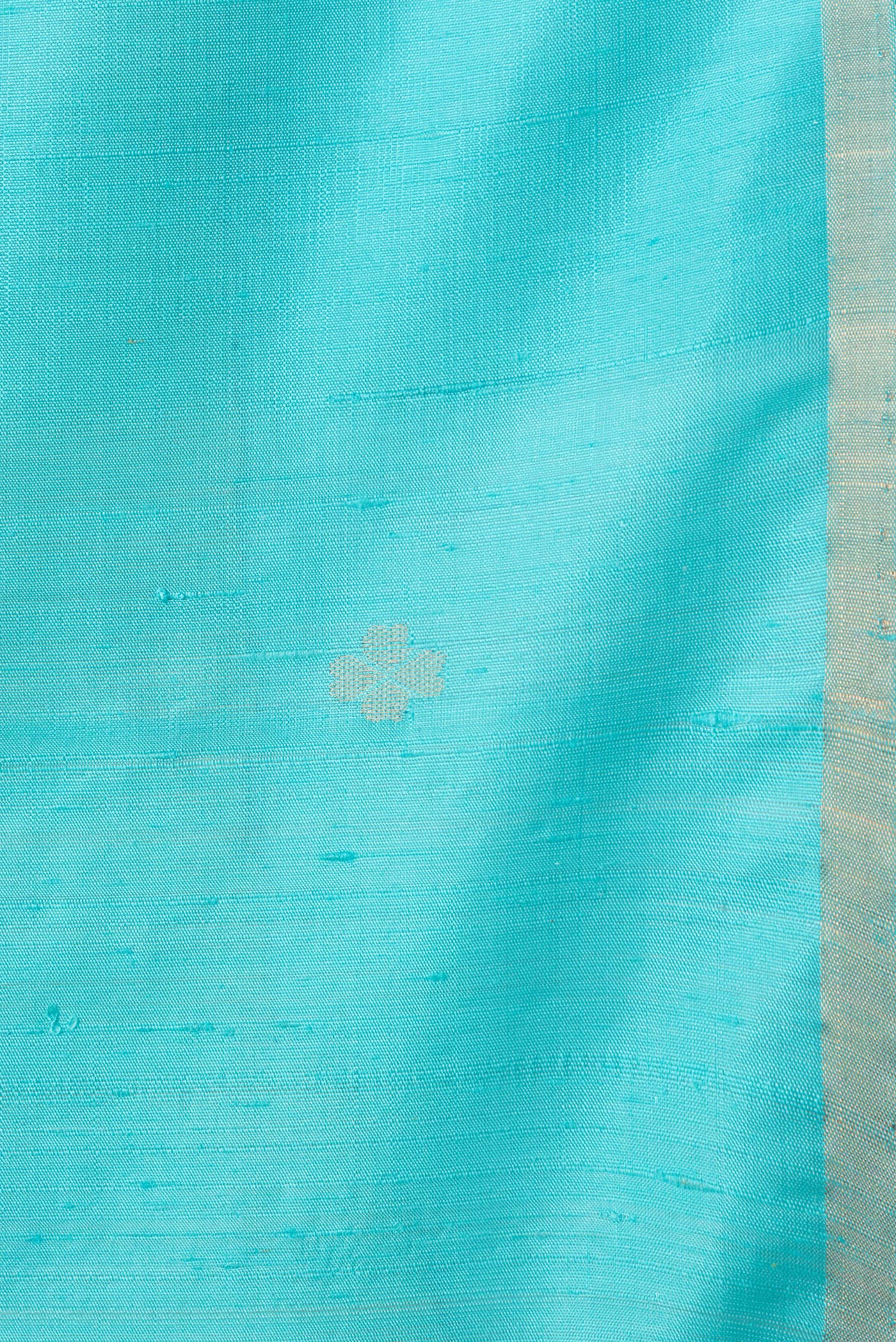 Border image of Sky Blue Dual Tone Raw Silk Saree with Zari Butta on the body and Zari Border. 