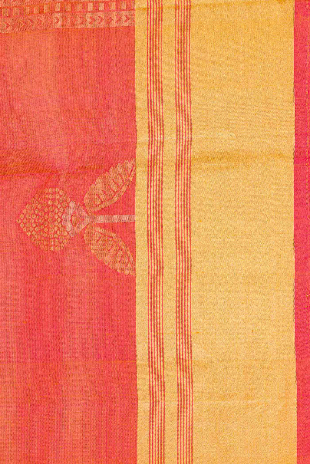 Border image of Orange Dual Tone Soft Silk Saree with Zari Butta on the body and Zari Border