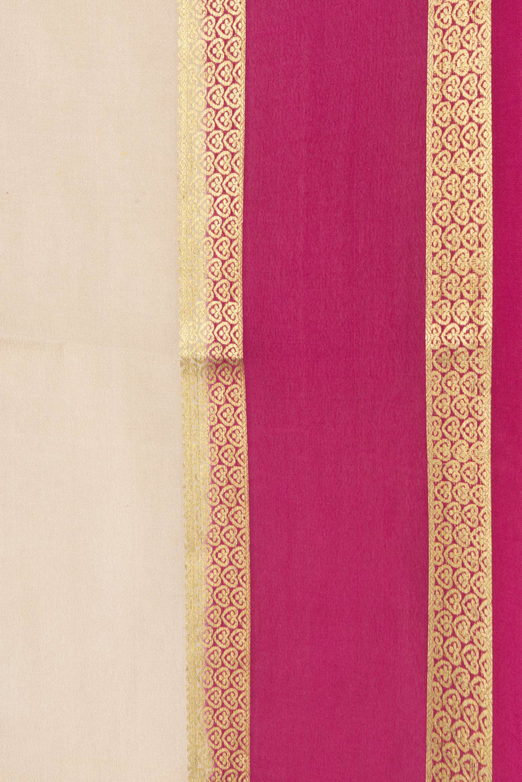 Border image of Beige Dual Tone Mysore Silk Saree with Zari Butta on the body and Zari Border. 