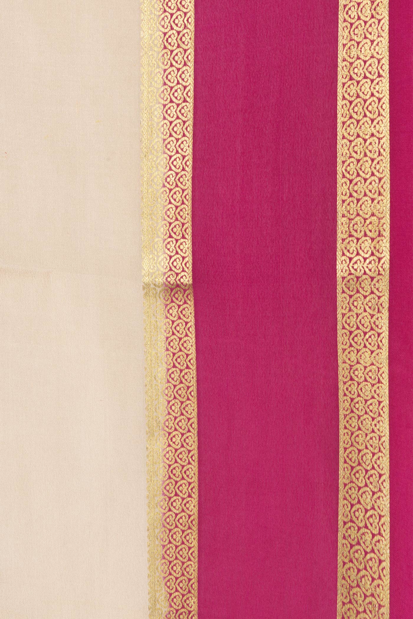 Border image of Beige Dual Tone Mysore Silk Saree with Zari Butta on the body and Zari Border. 