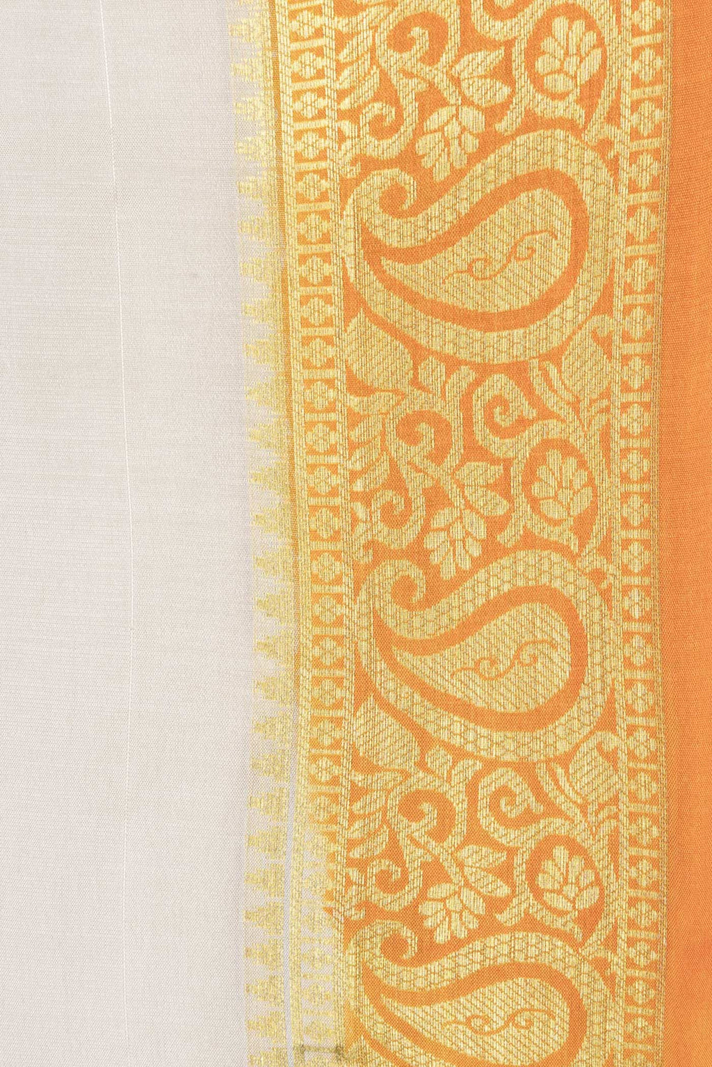 Border image of Beige Dual Tone Mysore Silk Saree with Zari Butta on the body and Zari Border. 