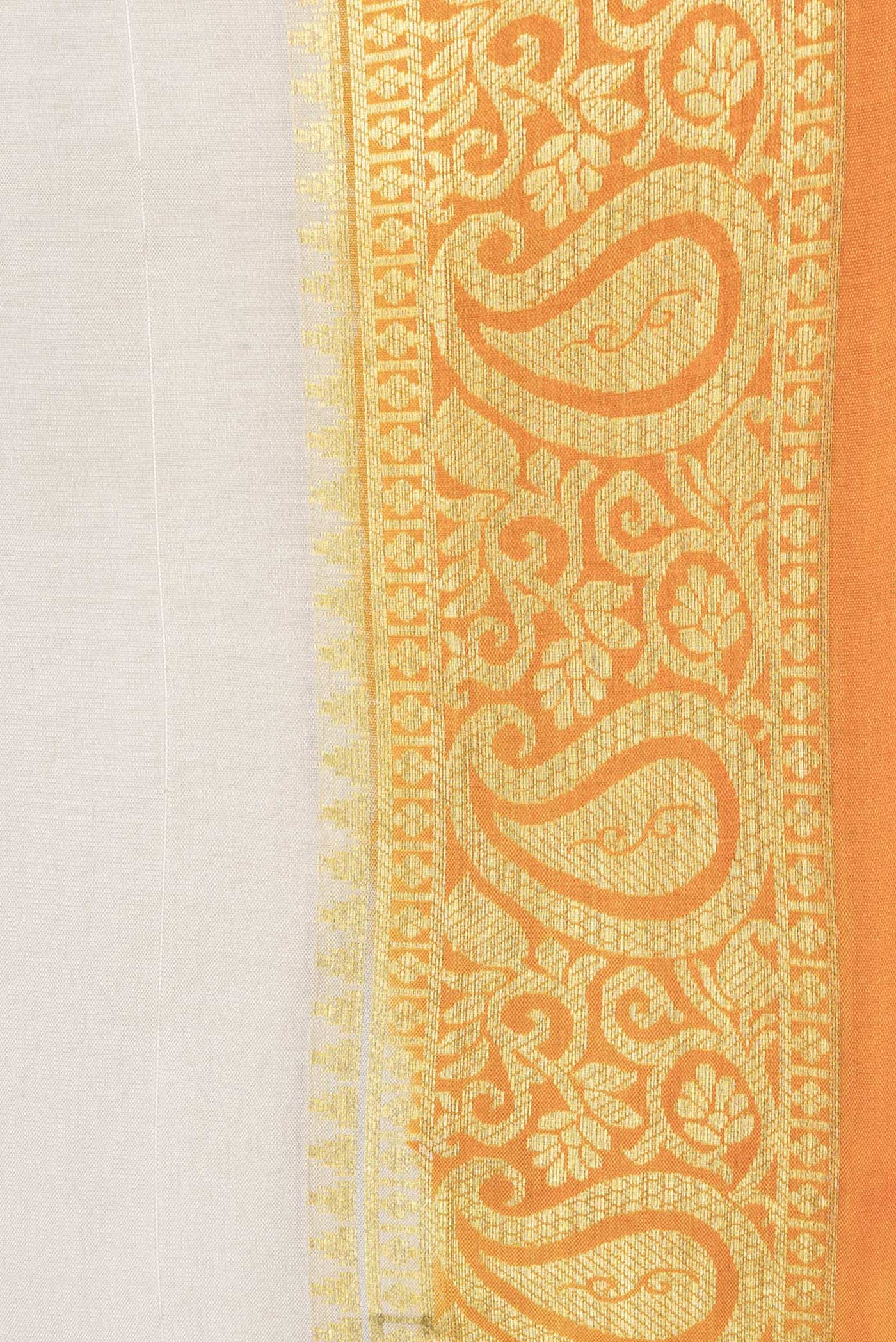 Border image of Beige Dual Tone Mysore Silk Saree with Zari Butta on the body and Zari Border. 
